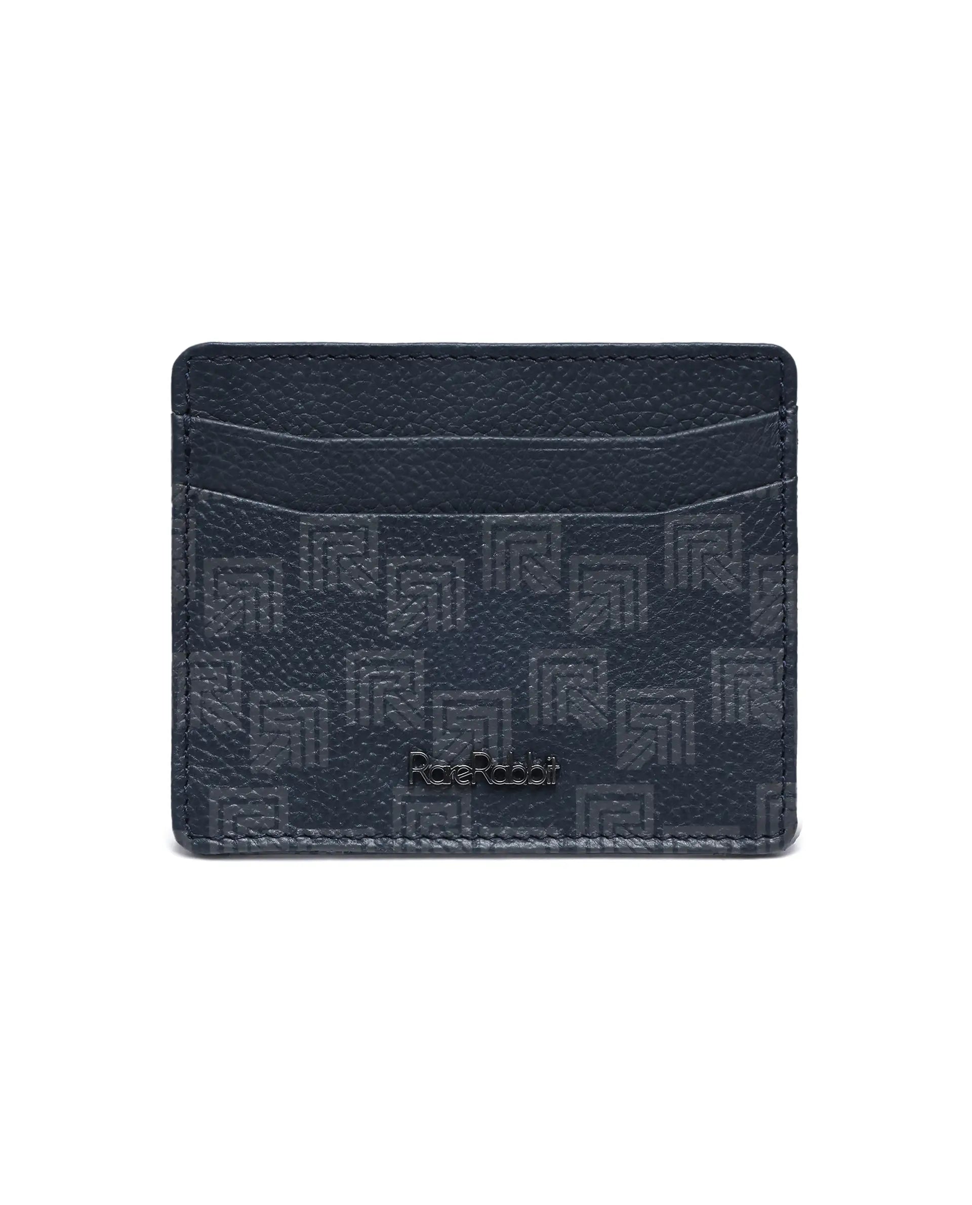 Rare Rabbit Men Mersin Blue Leather Card Holder