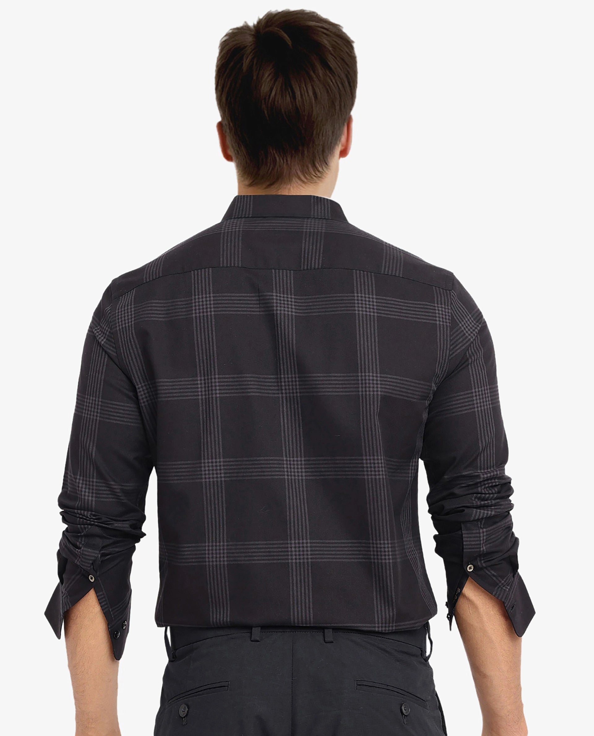 Rare Rabbit Men Mestor Black Full Sleeve Regular Collar Button Closure Regular Fit Checks Shirt