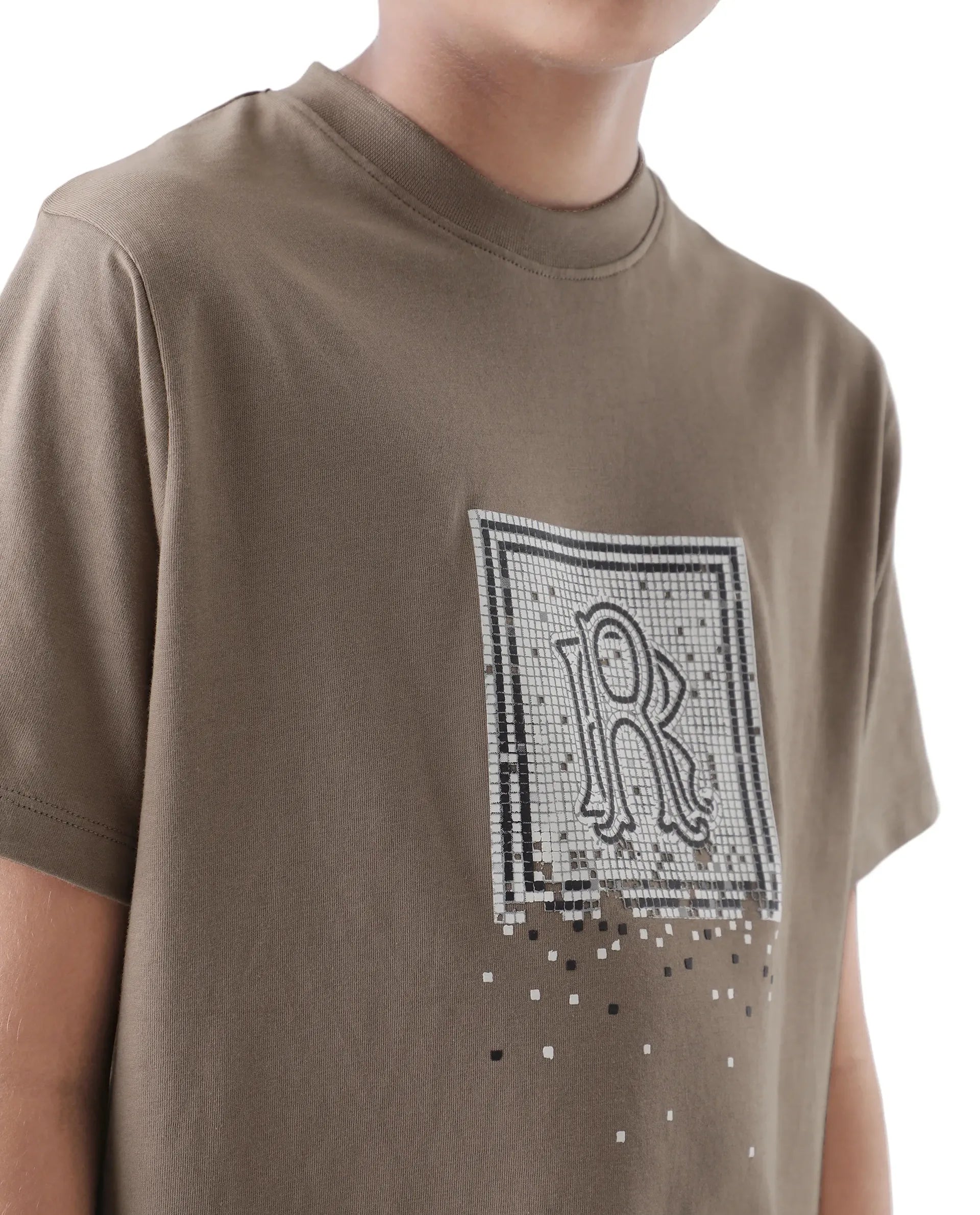 Rare Ones Kids Mezoc-K Light Brown Cotton Printed Slip-On Regular Fit T-Shirt