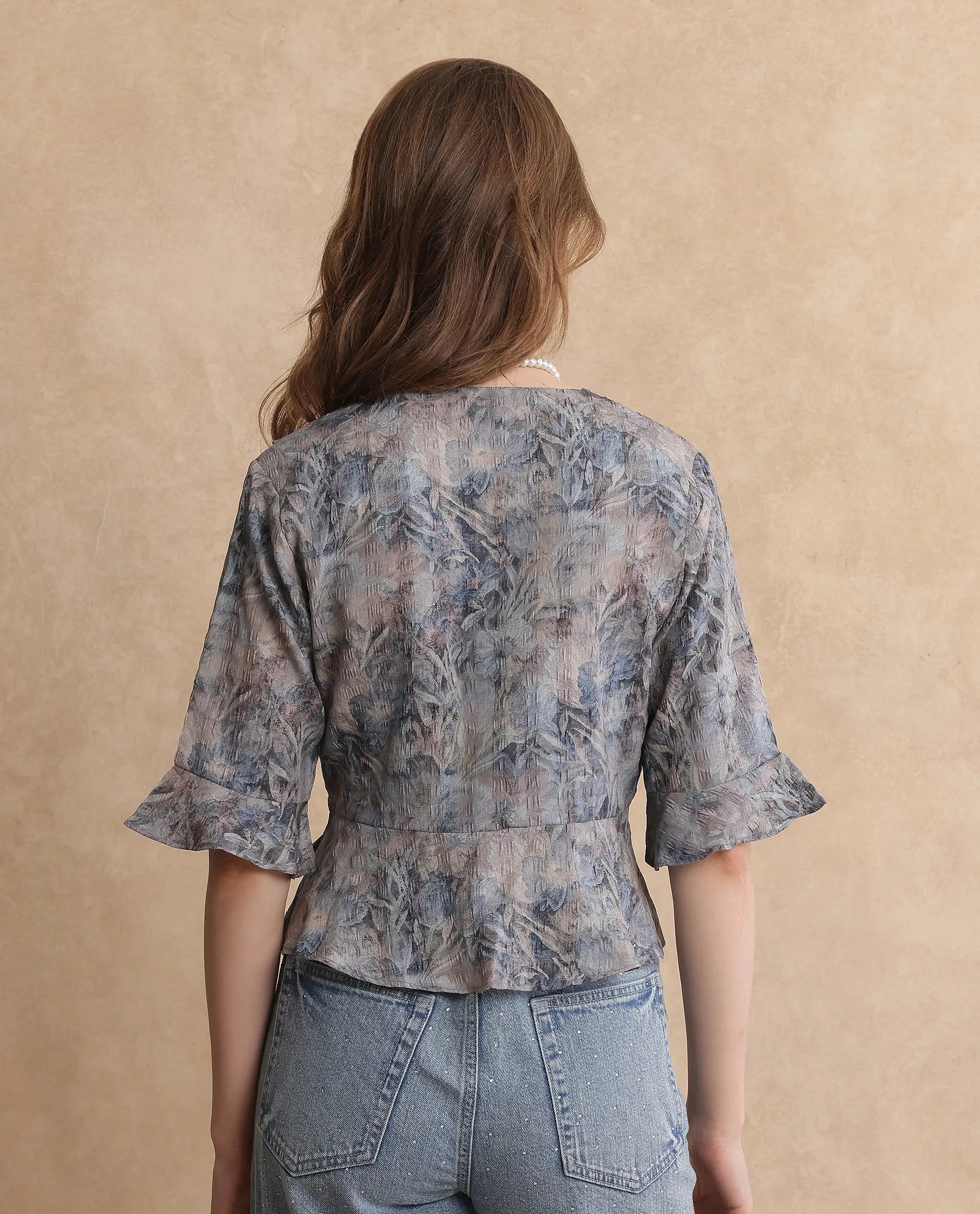 Rareism Women Miben Dusky Multi Regular Sleeves Top