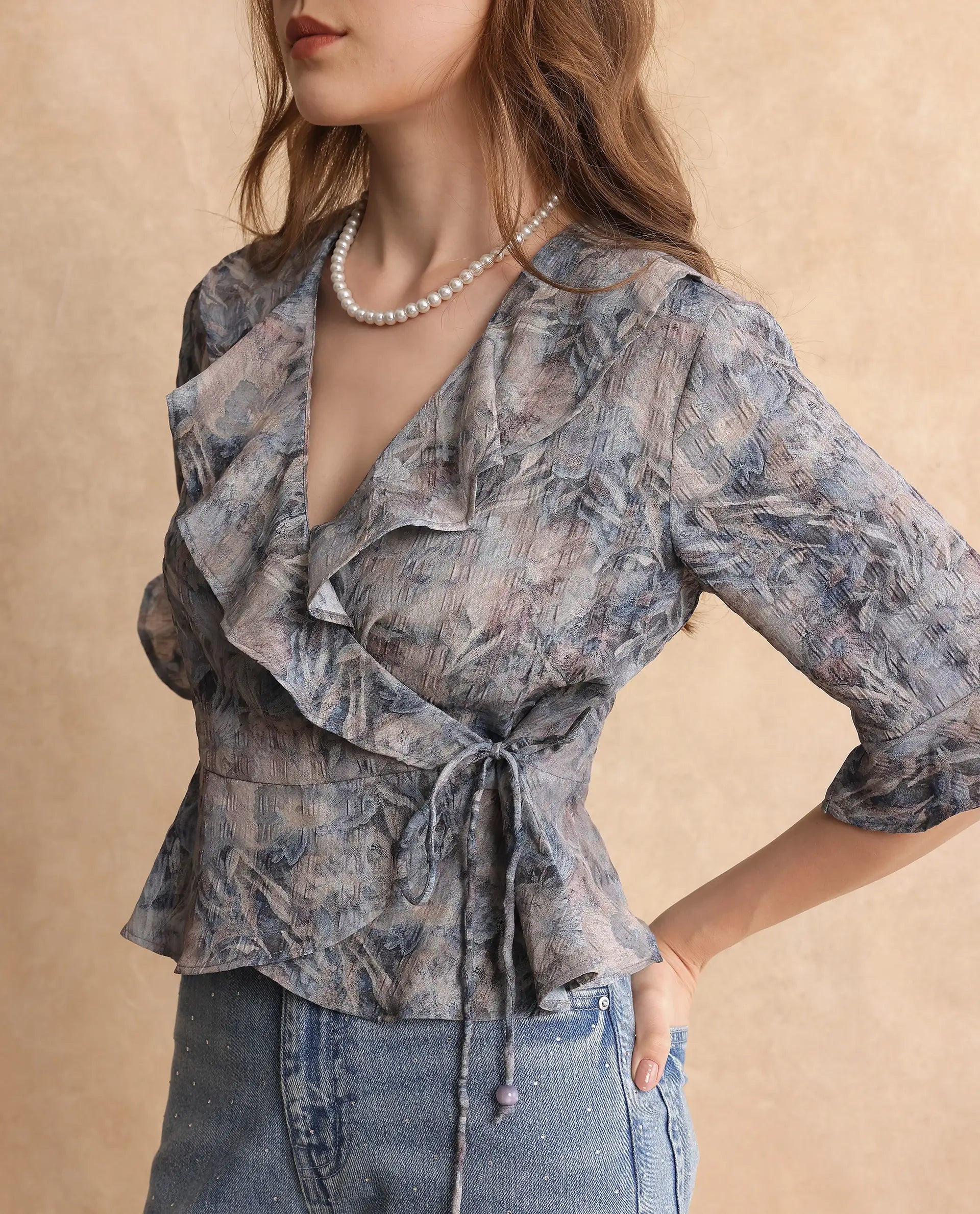 Rareism Women Miben Dusky Multi Regular Sleeves Top