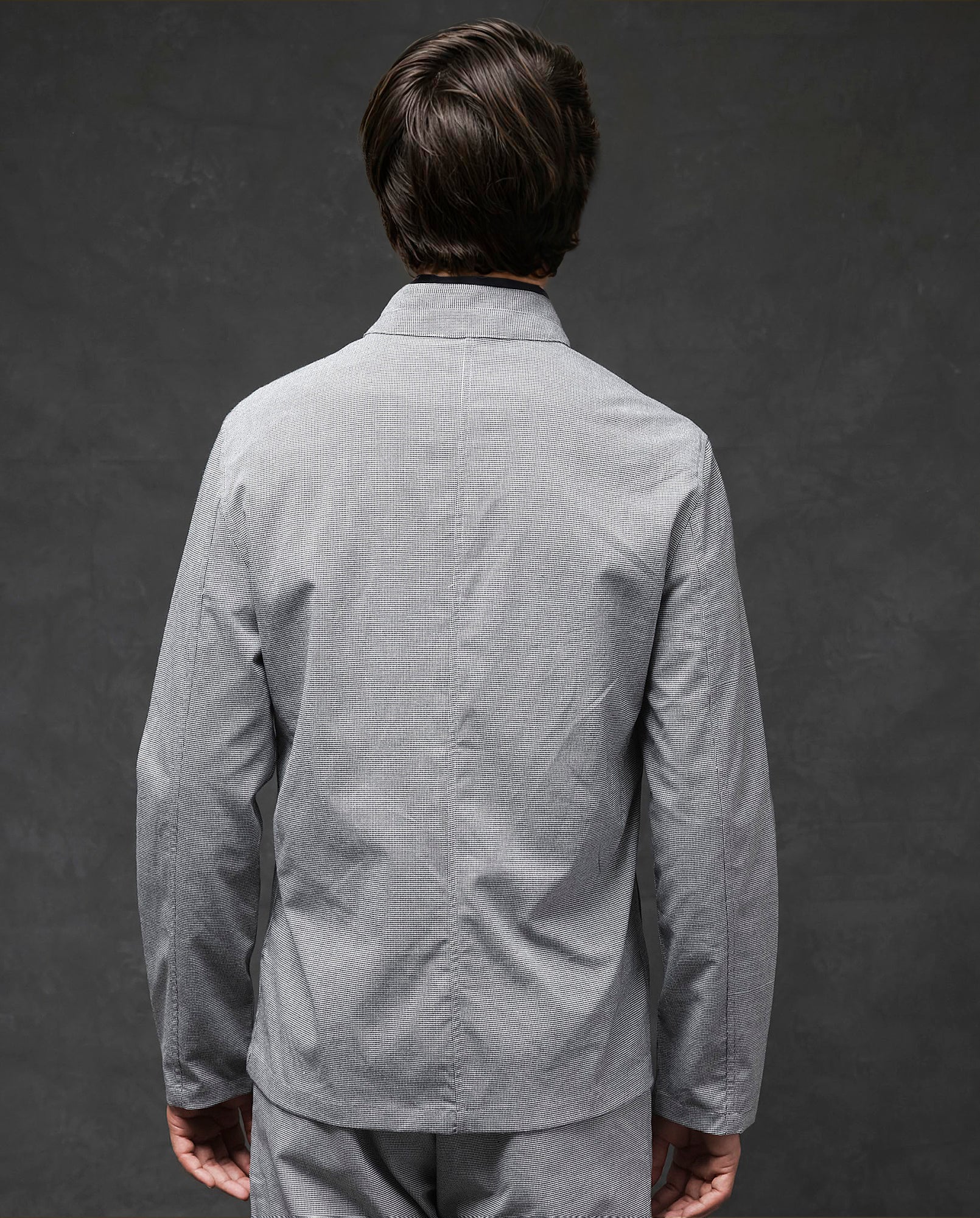 Rare Rabbit Mens Mico Black Polyester Viscose Fabric Blend Full Sleeve Mandarin Collar Regular Fit Micro Checks Jacket