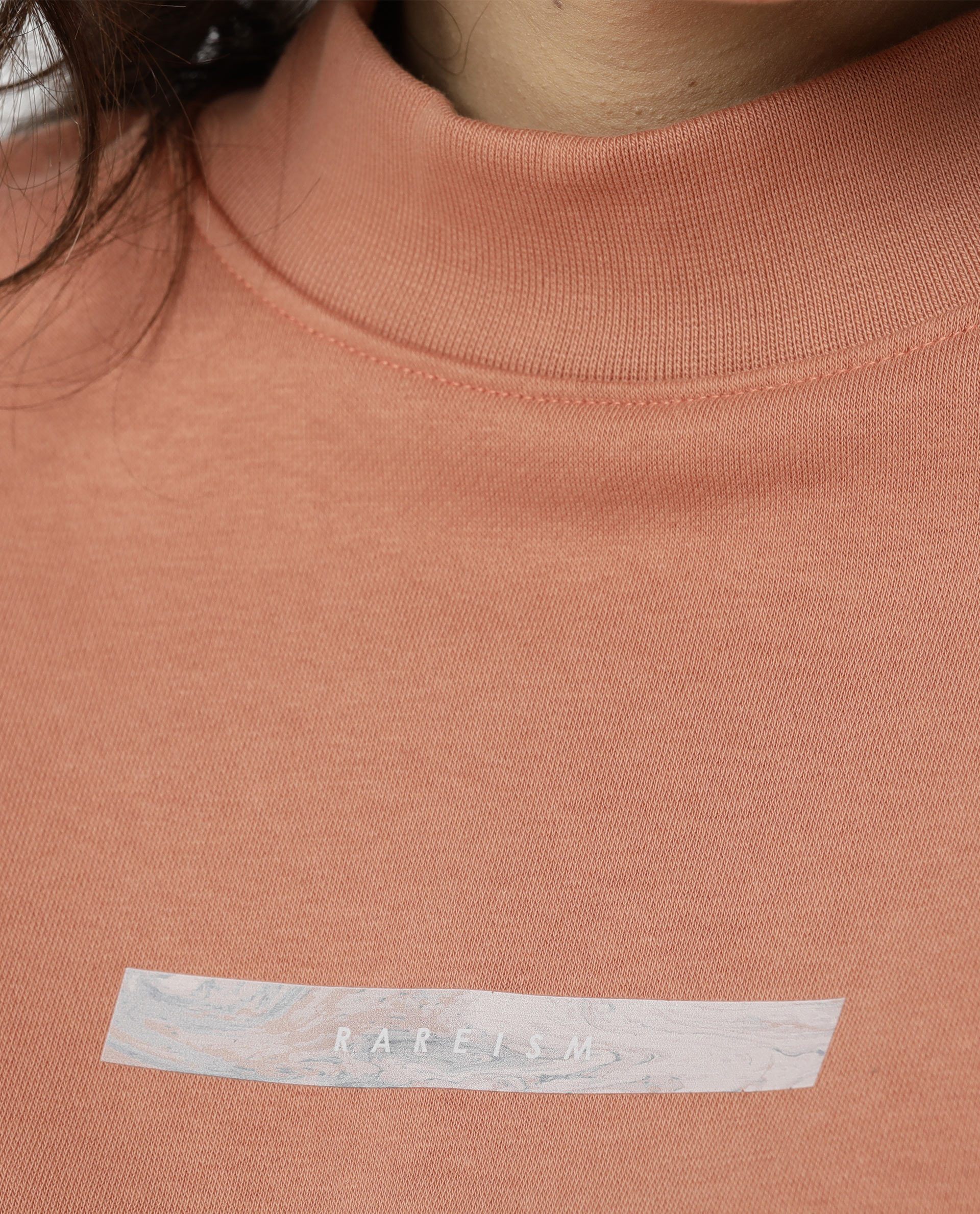 Rareism Womens Fury Orange Sweatshirt Relaxed Fit Full Sleeves