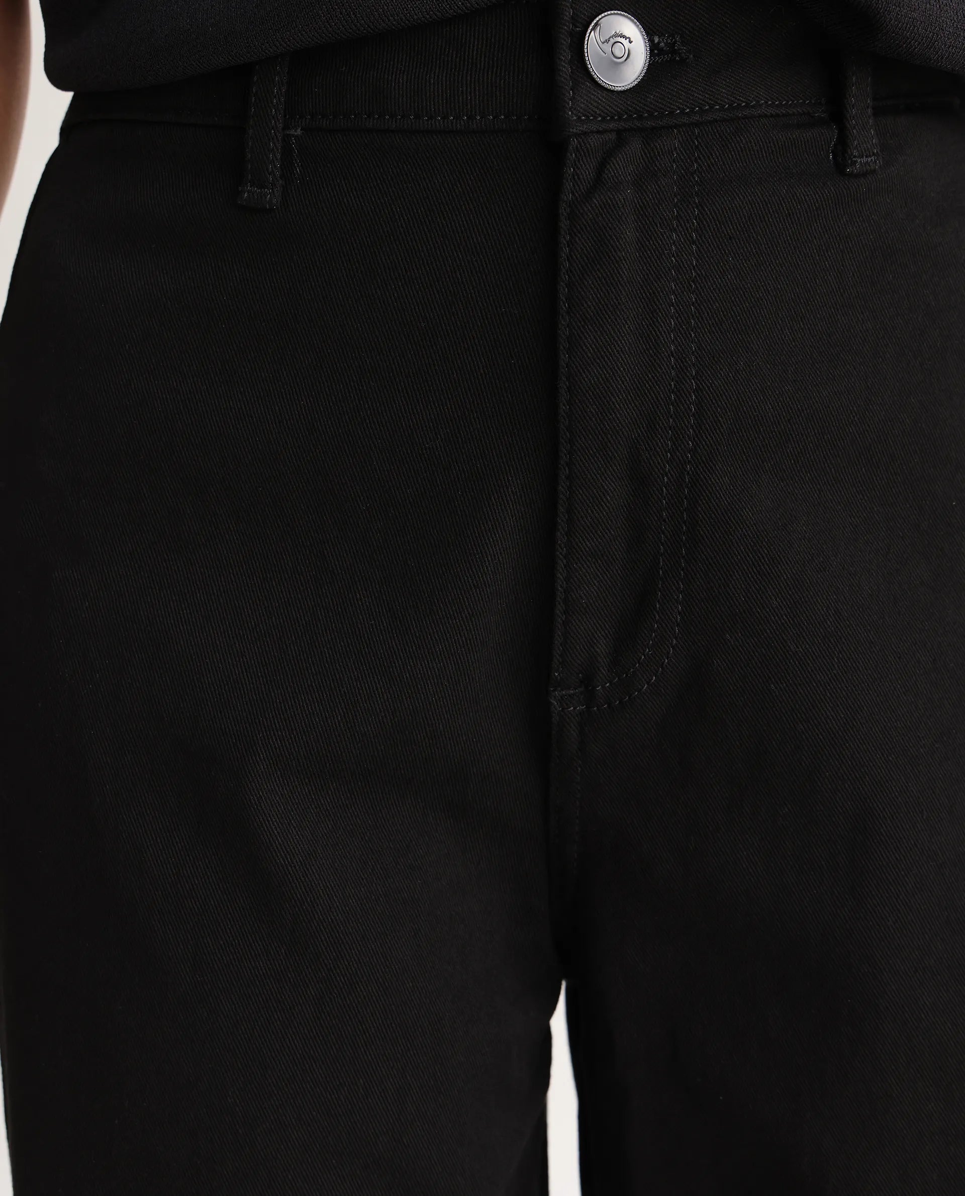 Rareism Women's Miniko Black Cotton Blend Plain Ankle Length Effortless Wide Jeans