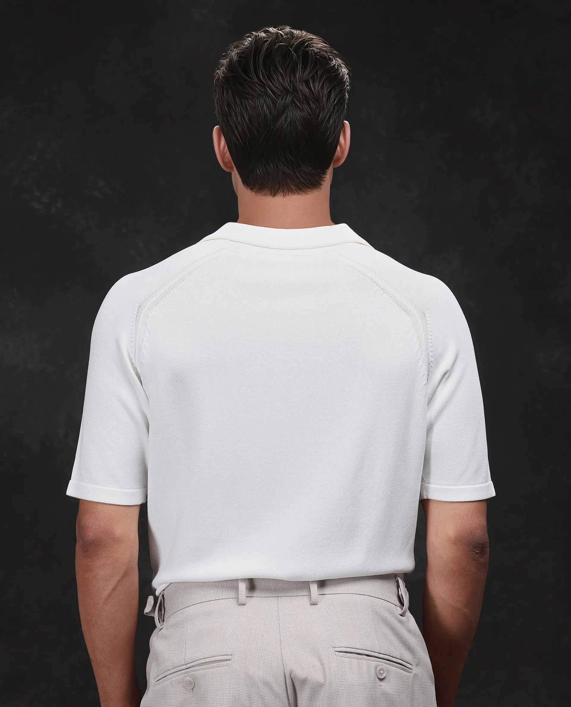 Rare Rabbit Men's Miri Off White Cotton Plain Regular Fit Half Sleeve Polo