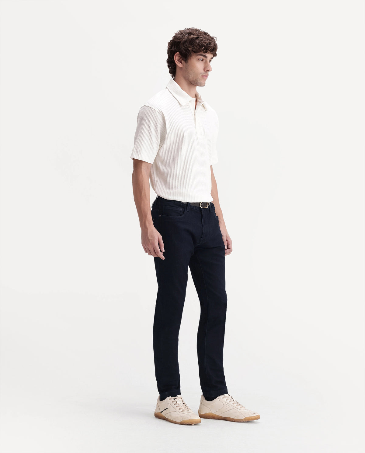 Rare Rabbit Men's Mist Dark Navy Cotton Blend Hawk Slim Plain Jeans
