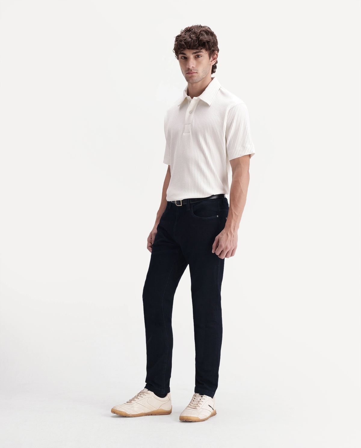 Rare Rabbit Men's Mist Dark Navy Cotton Blend Hawk Slim Plain Jeans