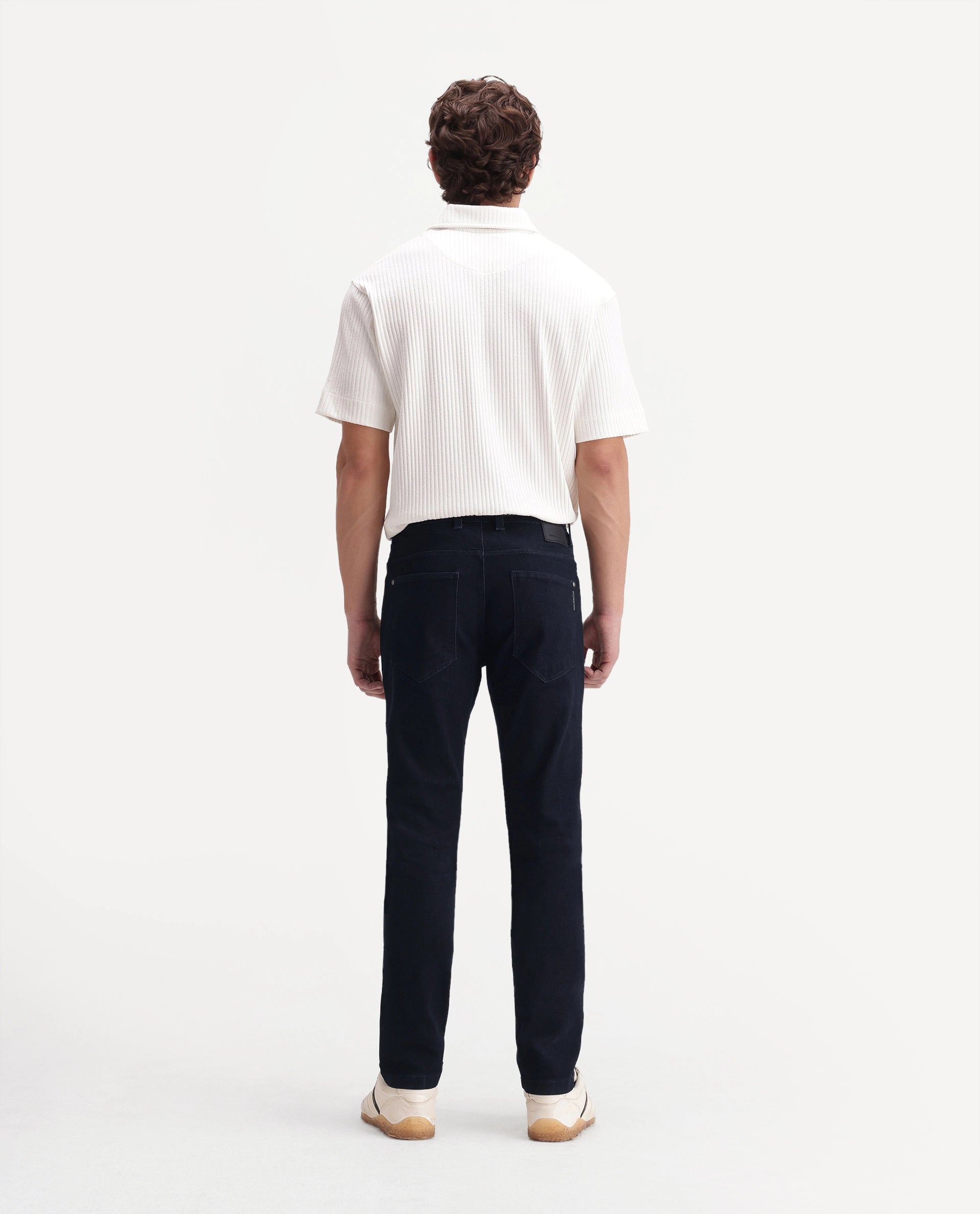Rare Rabbit Men's Mist Dark Navy Cotton Blend Hawk Slim Plain Jeans