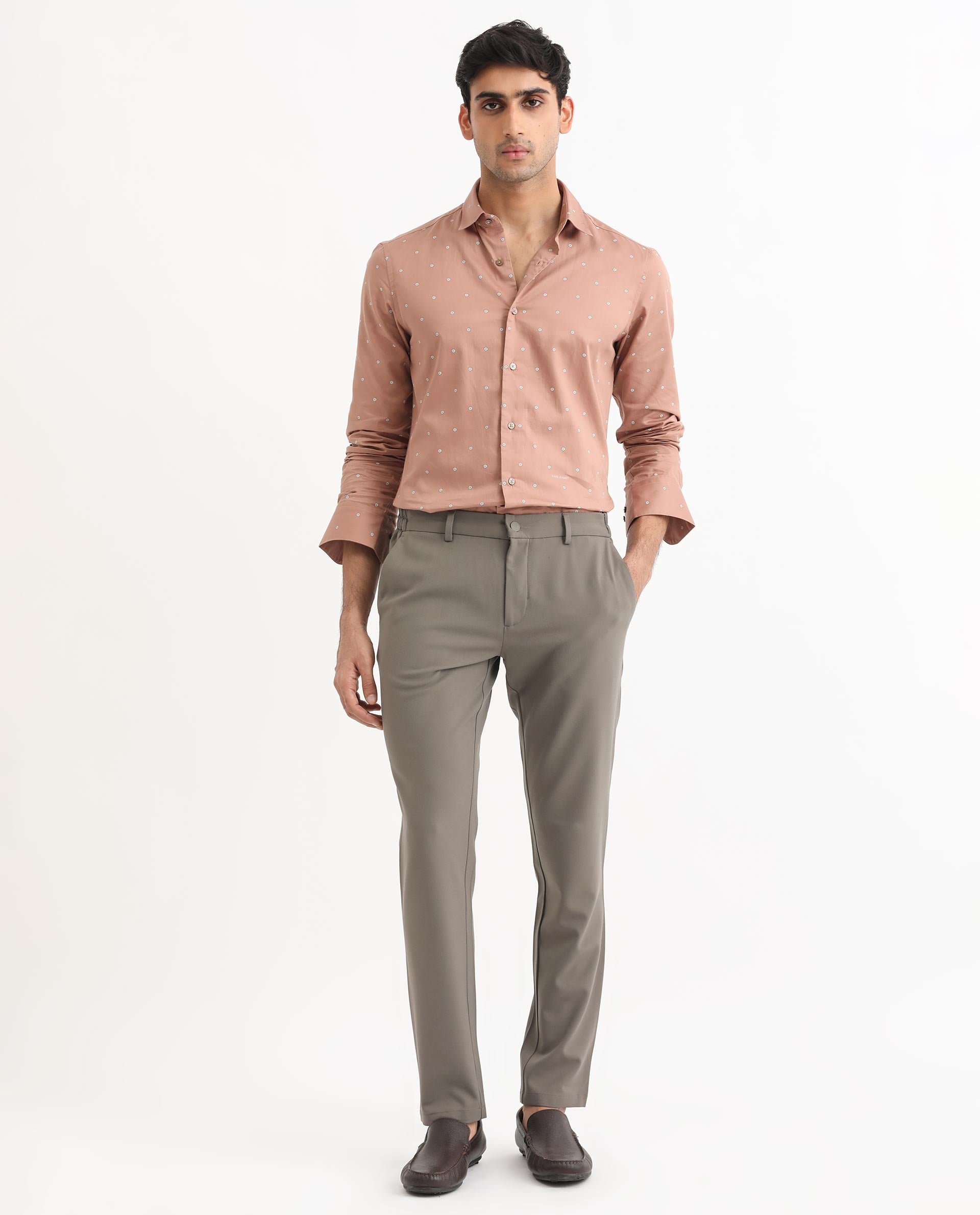 Rare Rabbit Men's Mita Pink Cotton Fabric Floral Print Full Sleeves Shirt