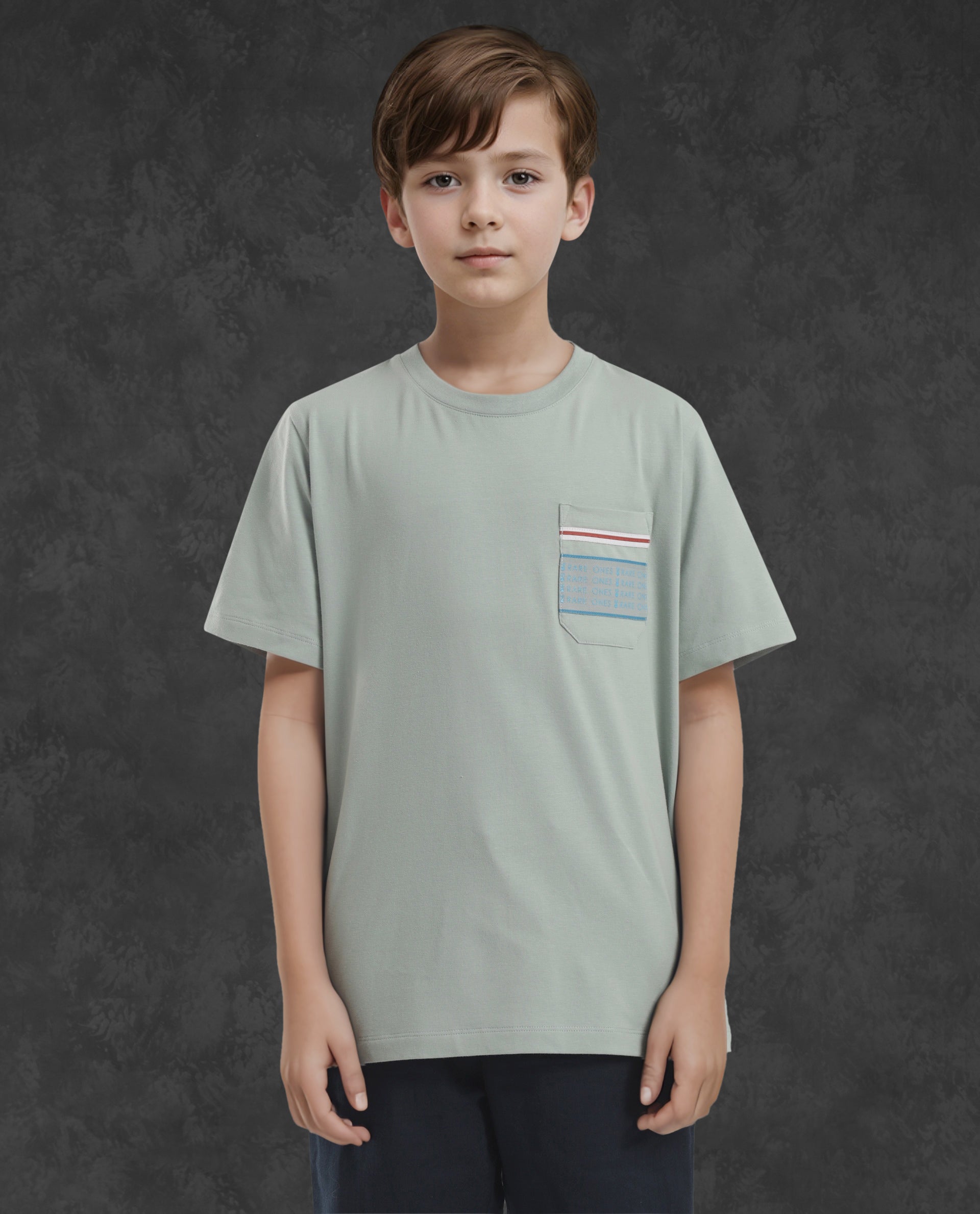 Rare Ones Kids Mitch Green Cotton Half Sleeves Crew Neck Statement Print T-Shirt