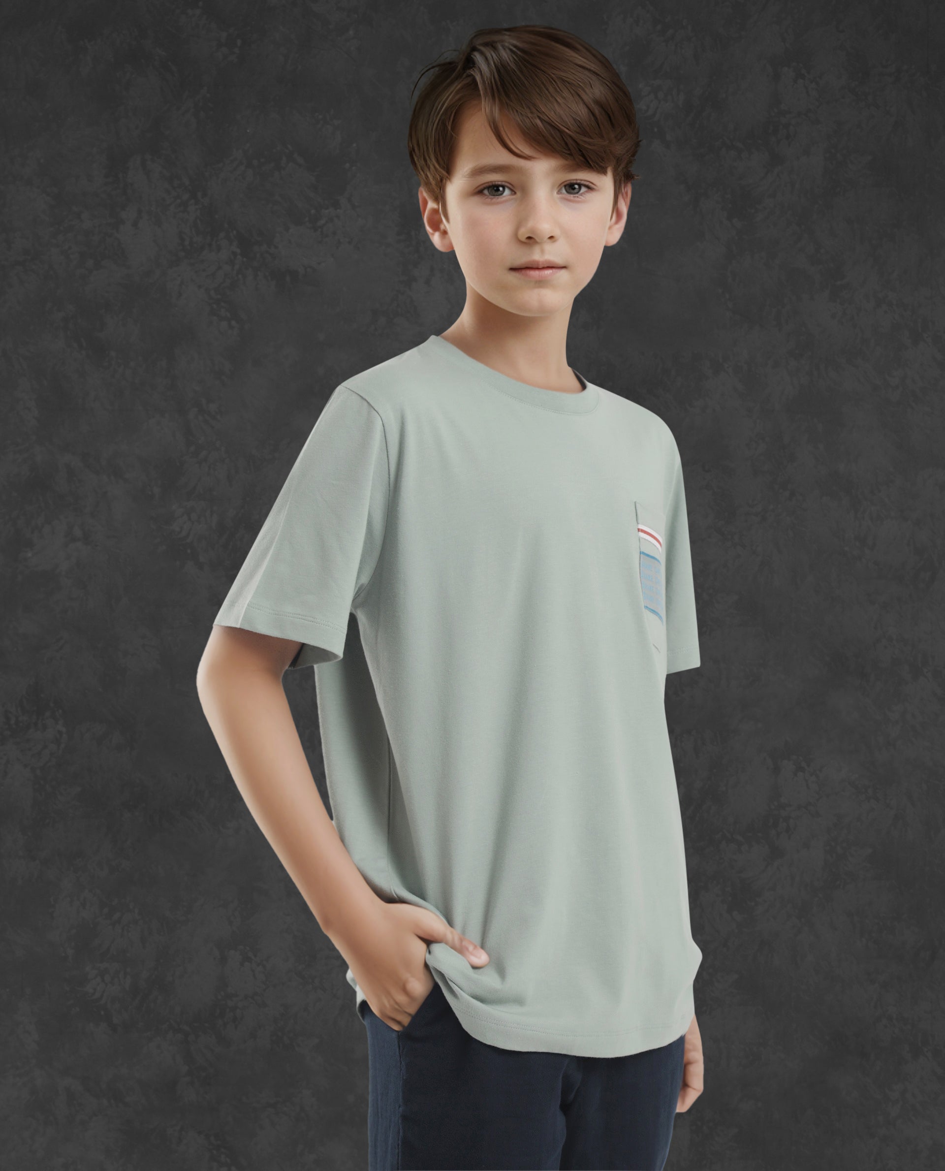 Rare Ones Kids Mitch Green Cotton Half Sleeves Crew Neck Statement Print T-Shirt