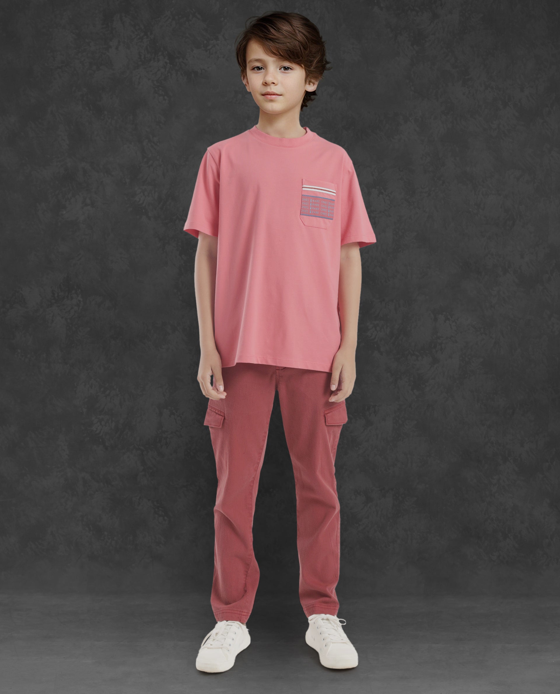 Rare Ones Kids Mitch Pink Cotton Full Sleeves Crew Neck Statement Print T-Shirt