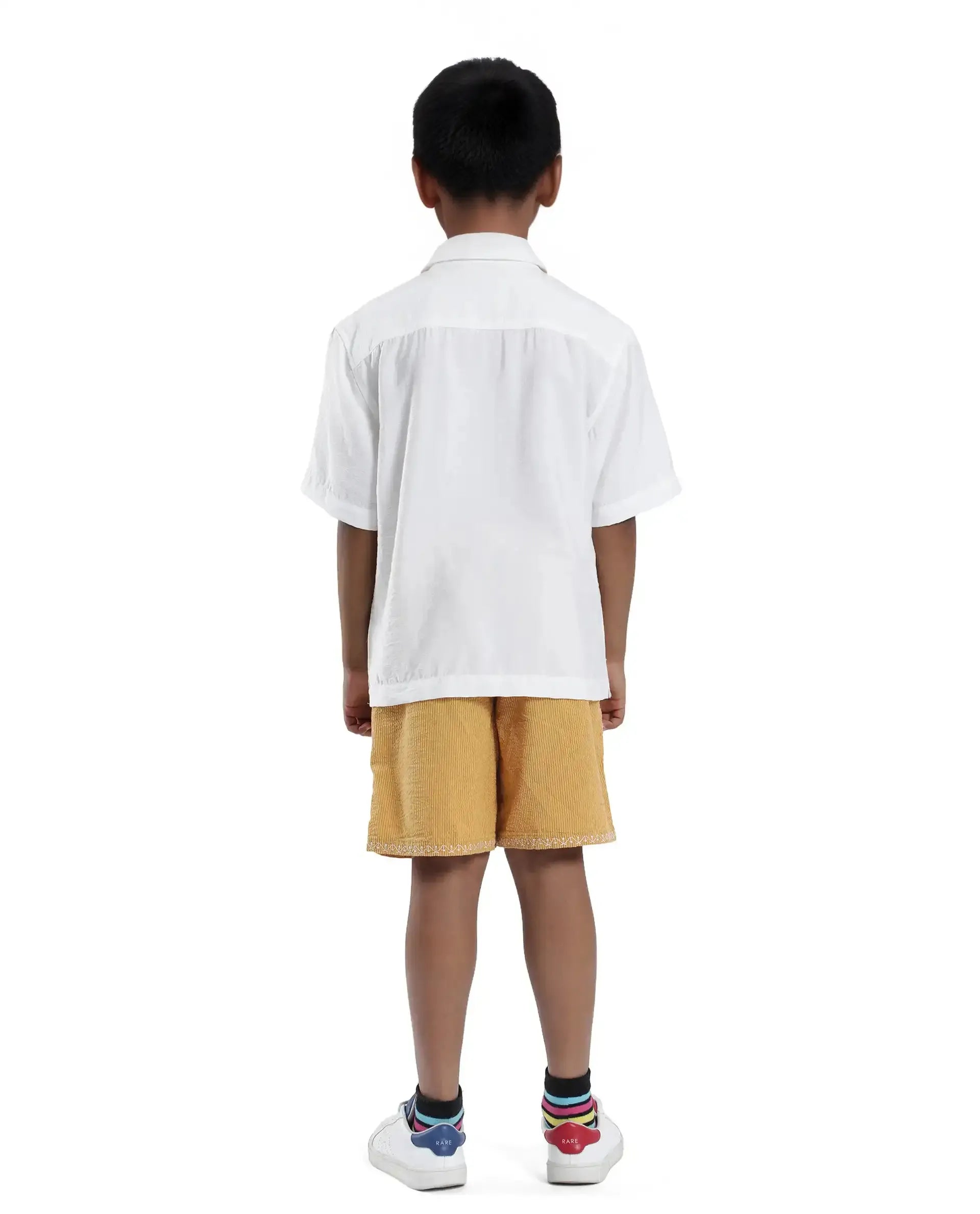 Rare Ones Kids Mixo-B Yellow Cotton Fabric Drawstring Closure Regular Fit Shorts