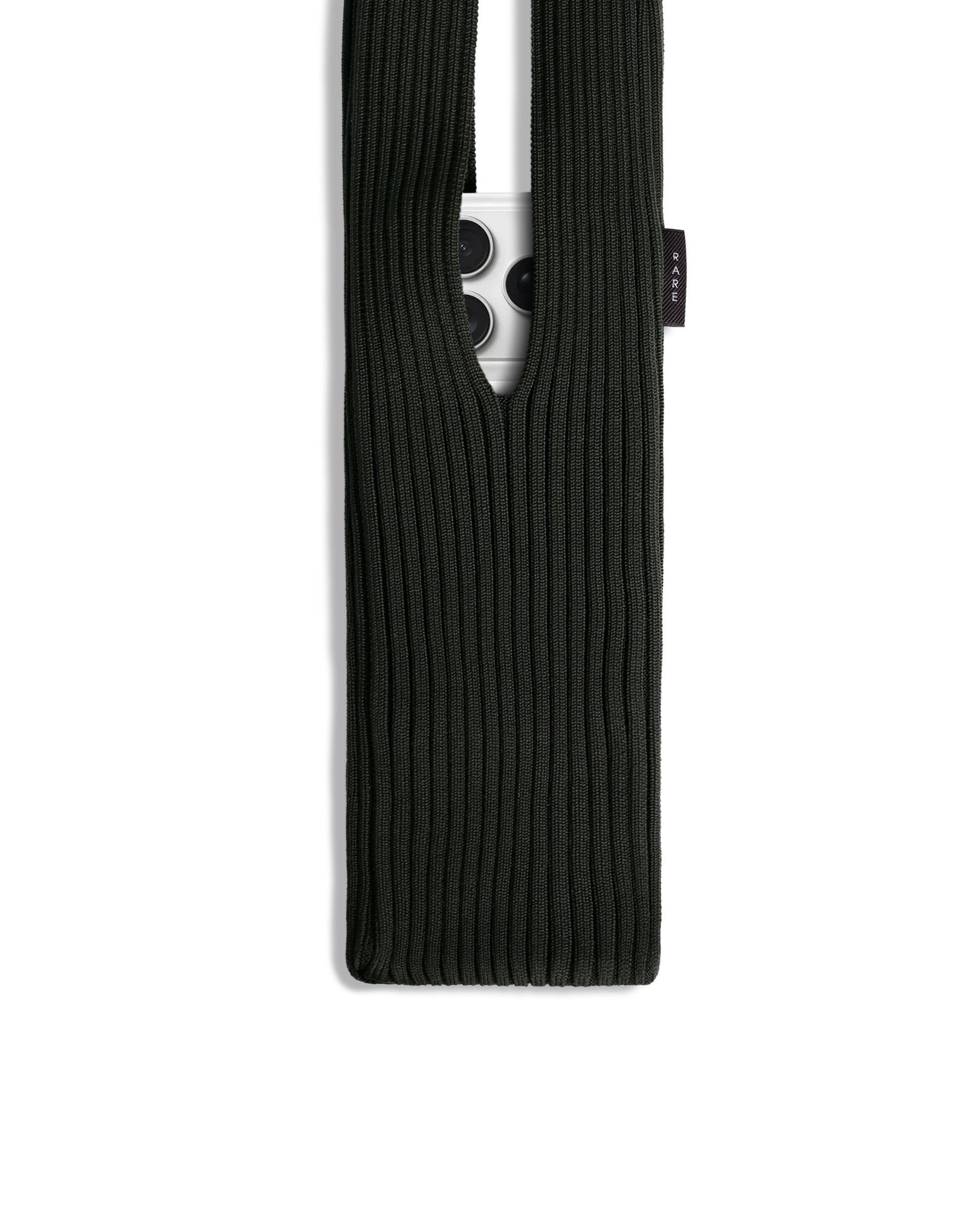 Rareism Women's Mobile Pouch Dark Olive Polyester Striped Mobile Pouches