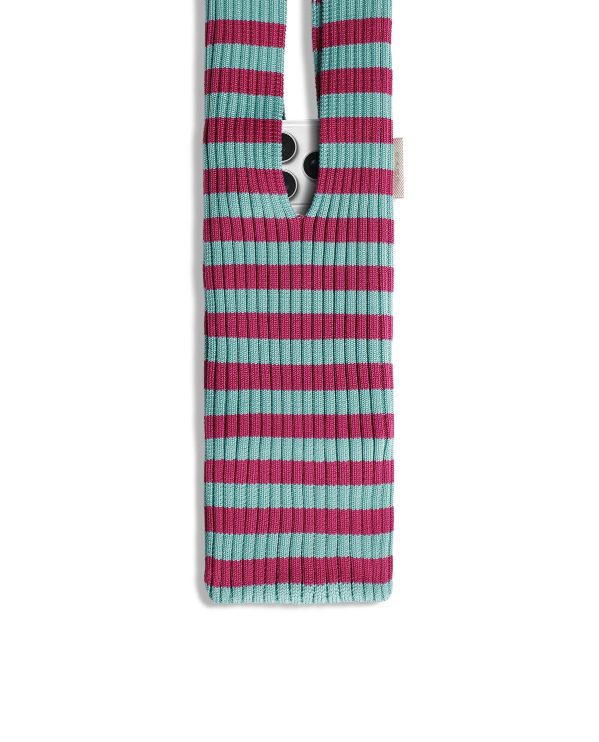 Rareism Women's Mobile Pouch Fluorescent Aqua Polyester Striped Mobile Pouches