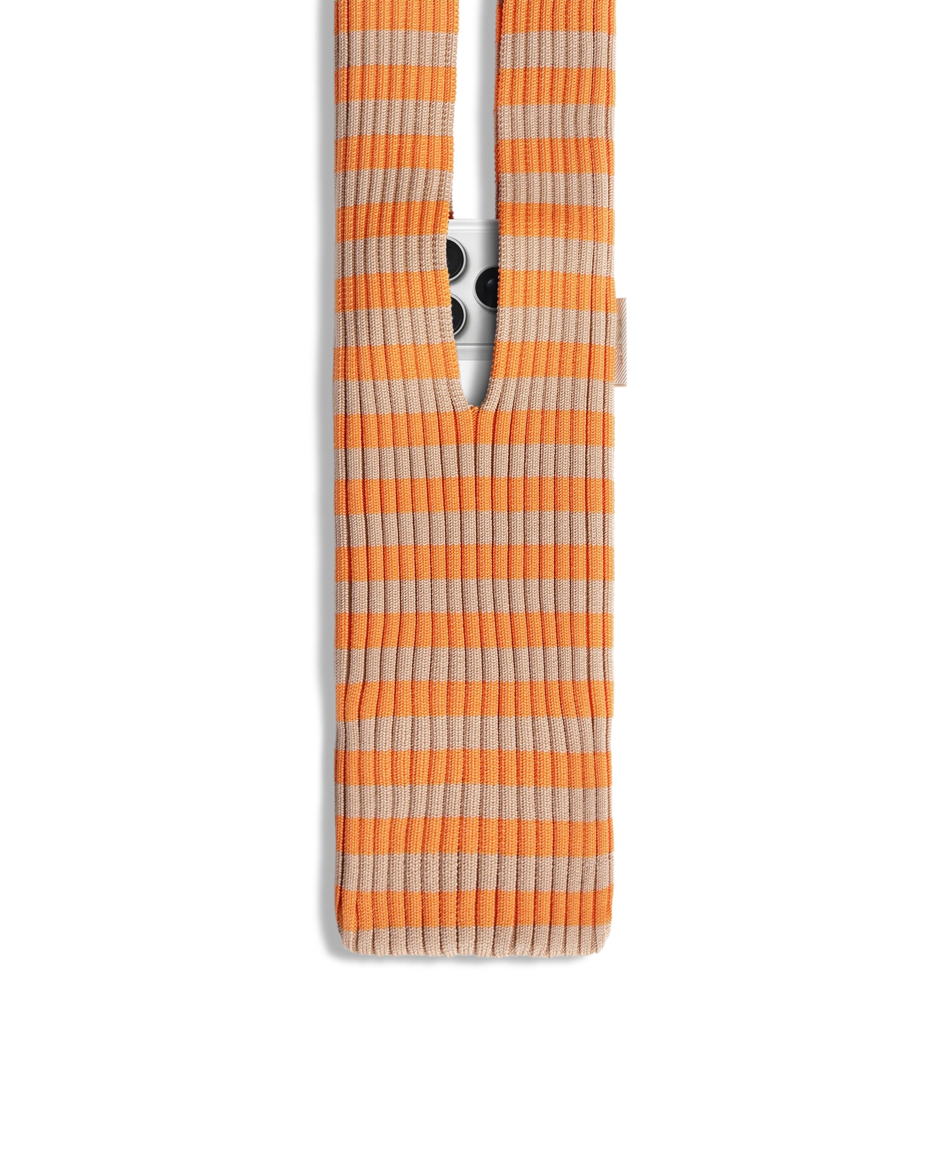 Rareism Women's Mobile Pouch Light Beige Polyester Striped Mobile Pouches