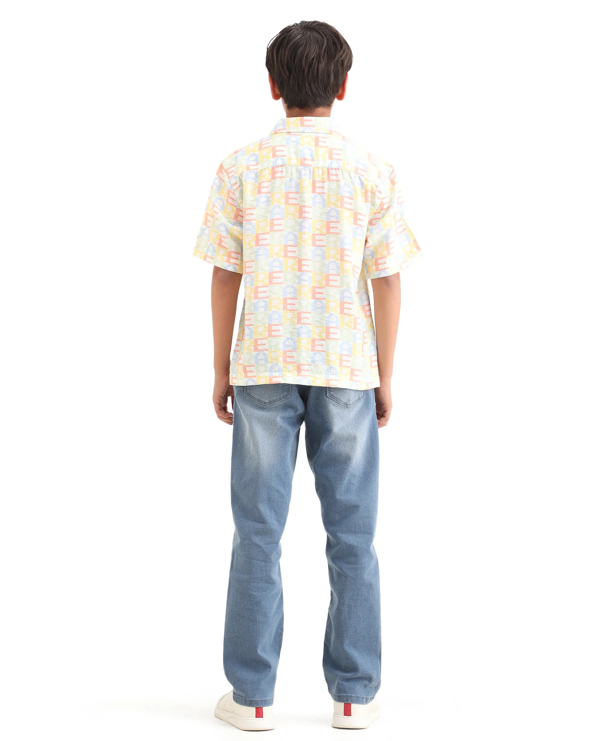 Rare Ones Kids Morg Light Blue Cotton Blend Button And Zipper Closure Plain Regular Fit Jeans