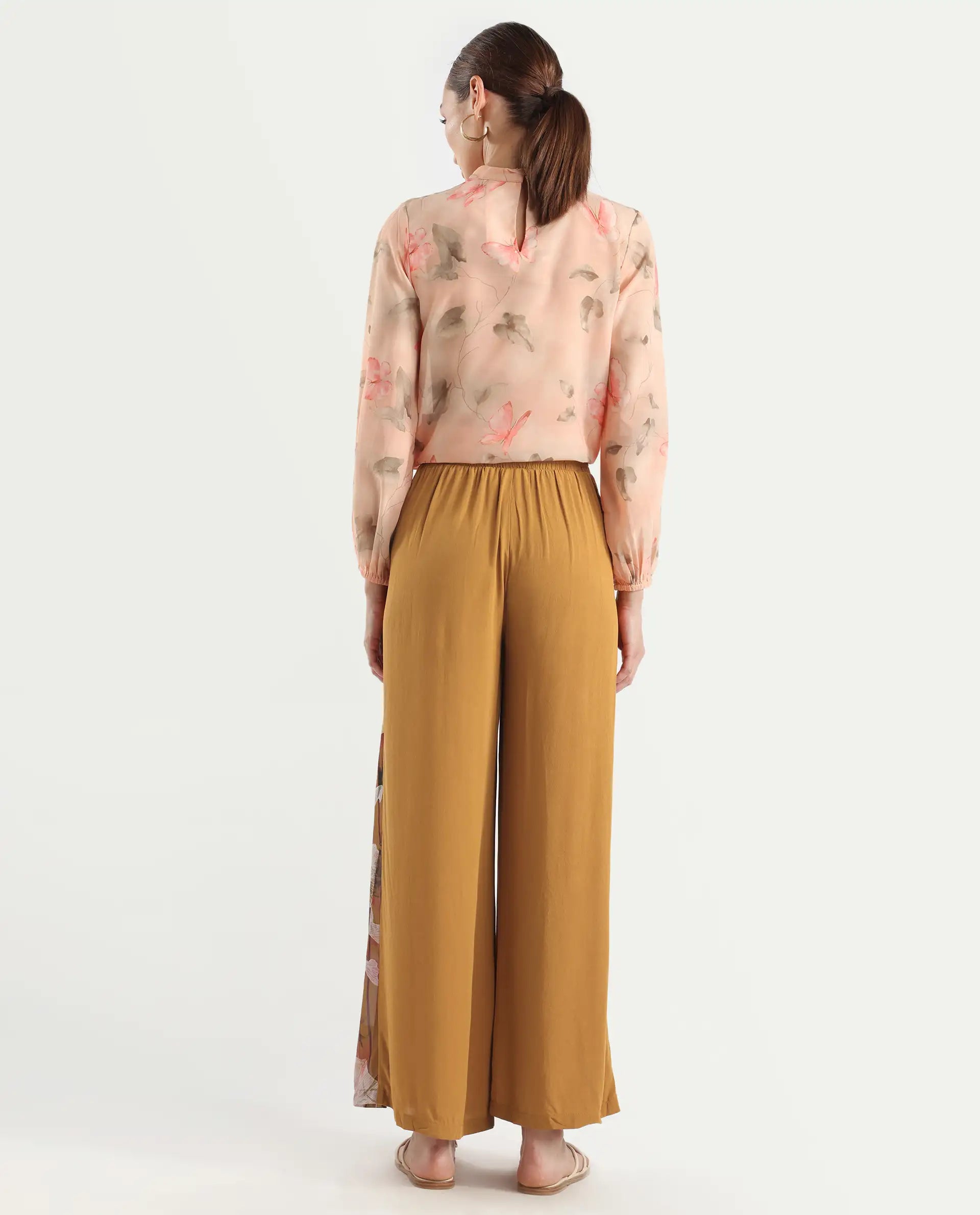 Rareism Women's Mouza Multi Viscose Blend Floral Print Ankle Length Wide Trouser