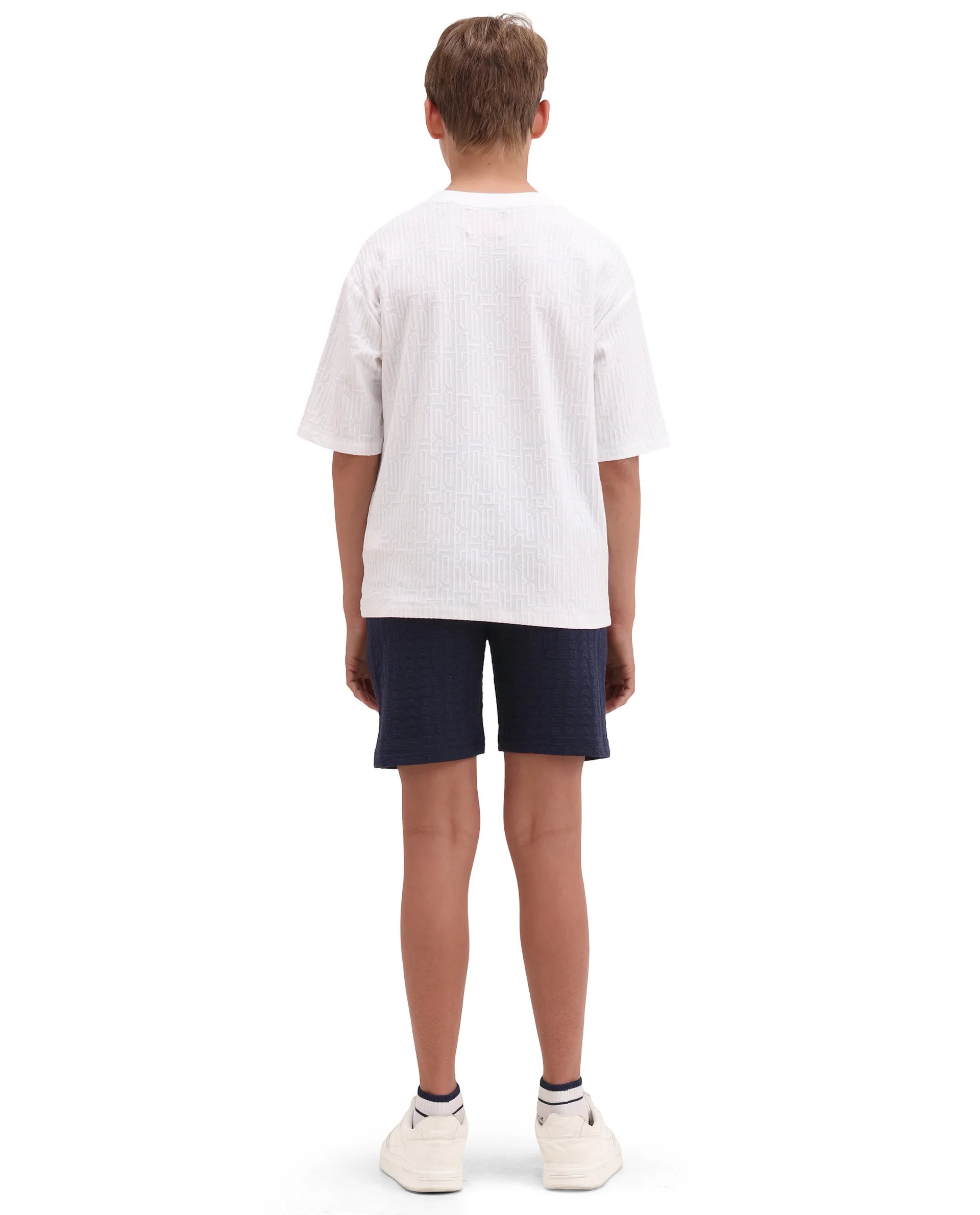 Rare Ones Kids Myrok-B Purple Polyester Blend Fabric Drawstring Closure Jacquard Regular Fit Shorts