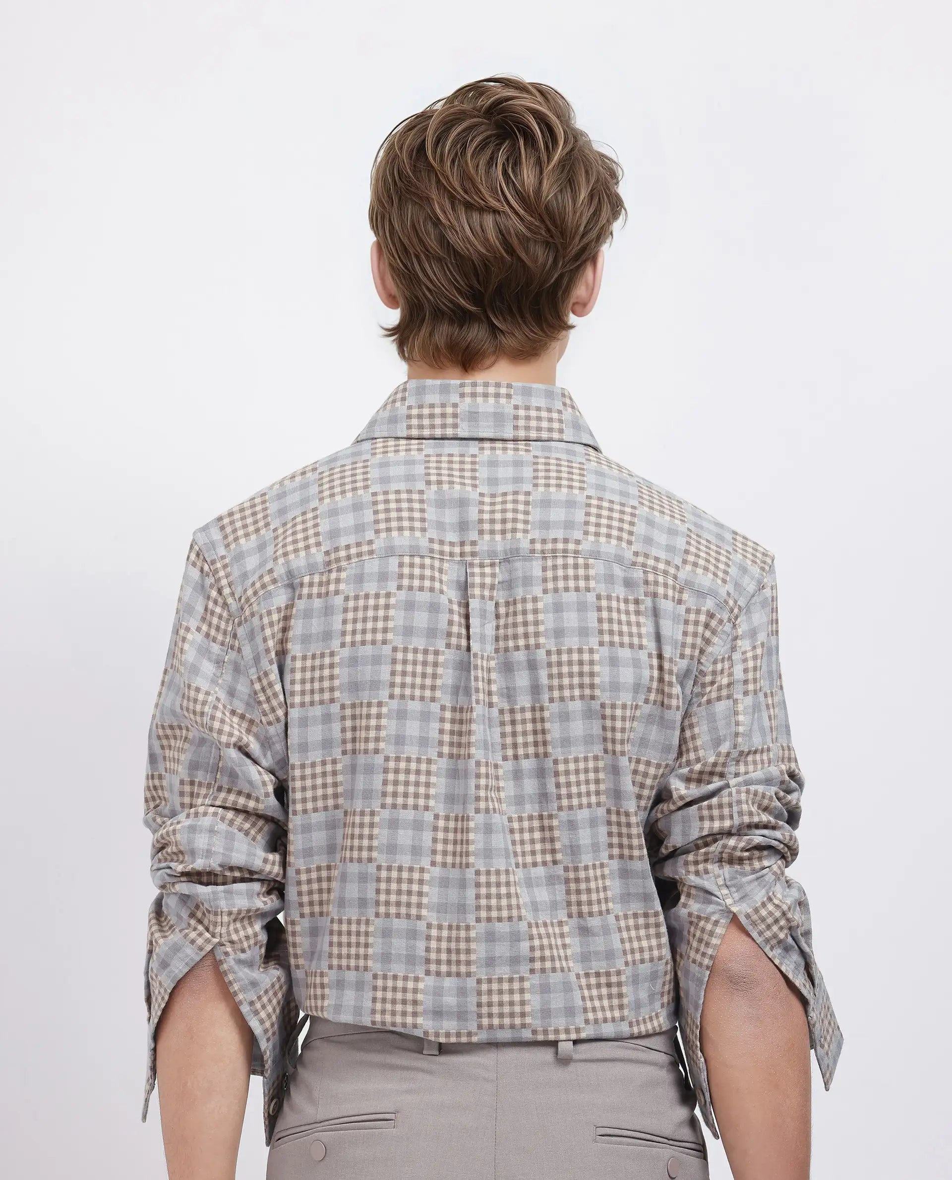 Rare Rabbit Men's Murcia Brown Cotton Fabric Full Sleeve Collared Neck Button Closure Checked Shirt