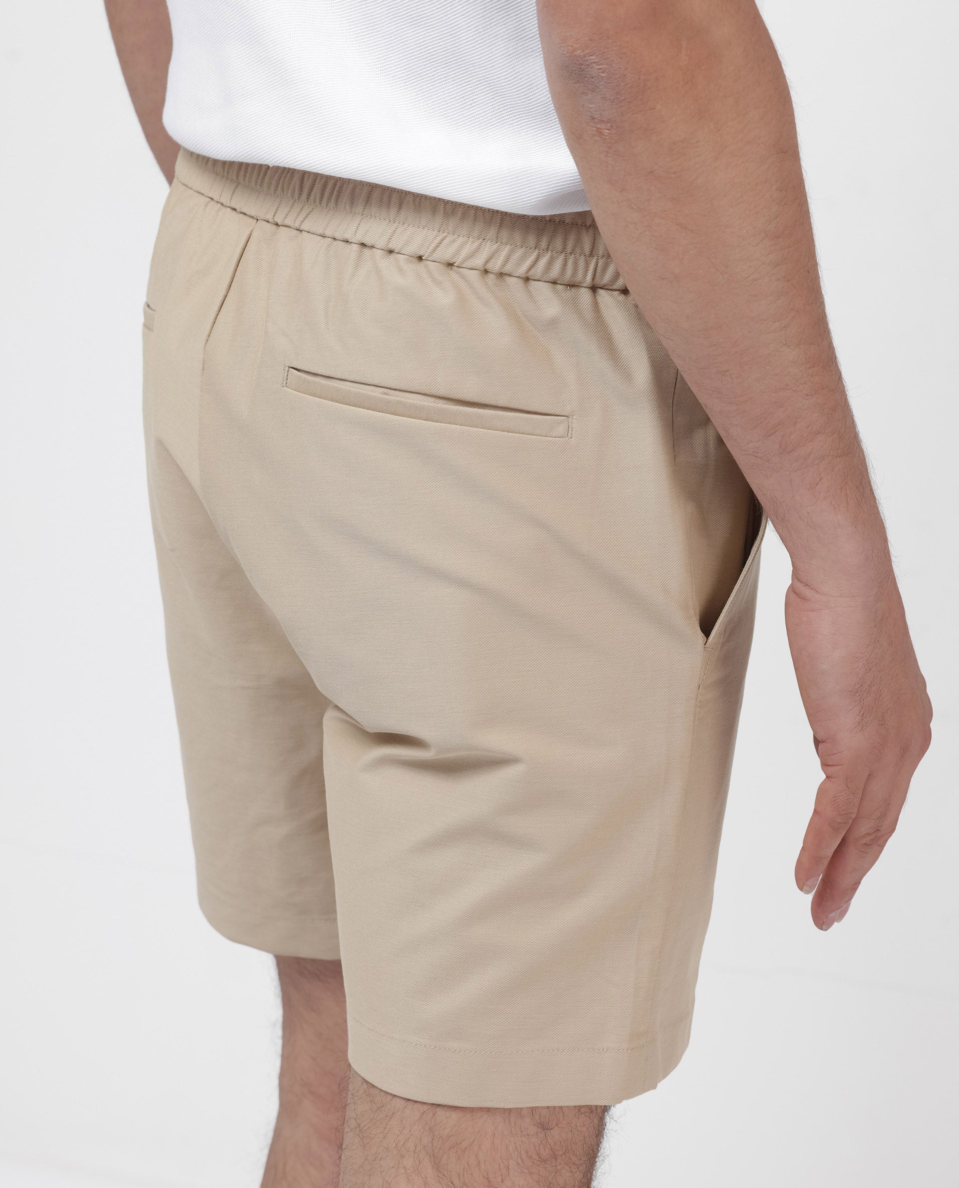 Rare Rabbit Mens Myka Khaki Cotton Elastane Fabric Button And Zip Closure Relaxed Fit Solid Shorts