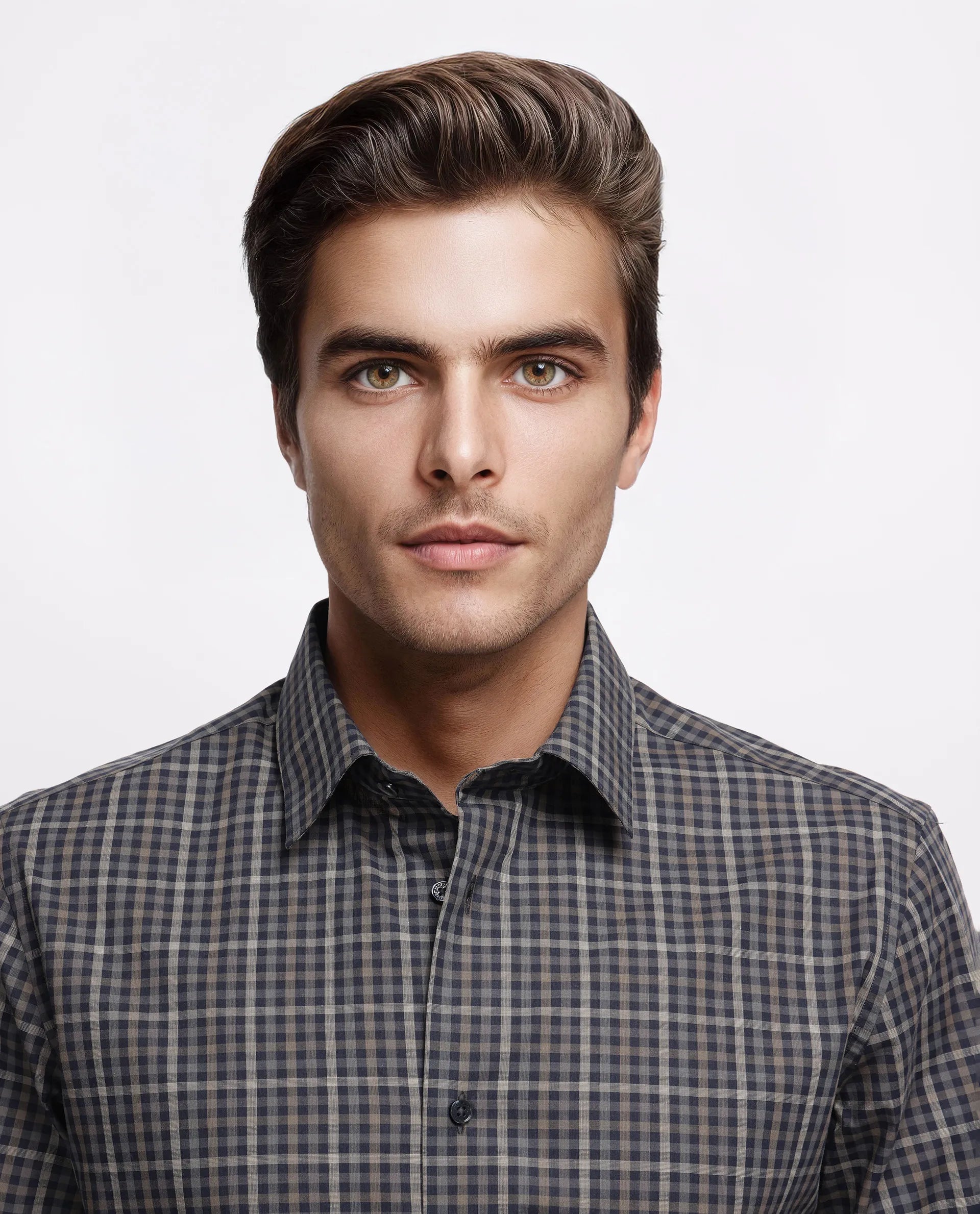 Rare Rabbit Men's Mito-1 Black Cotton Checked Print Regular Fit Full Sleeve Collared Shirt