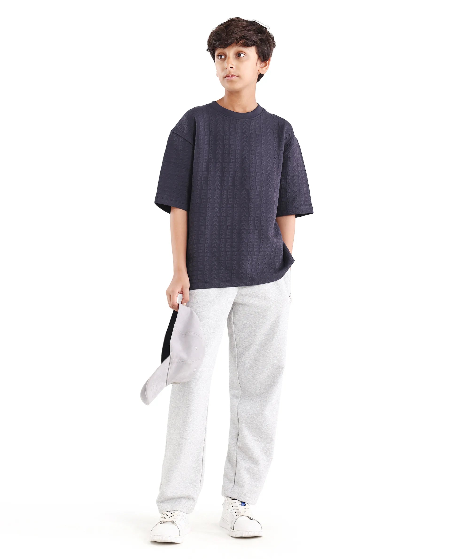 Rare Ones Kids Myrok Purple Polyester Blend Pull-On Closure Jacquard Oversized Fit T-Shirt