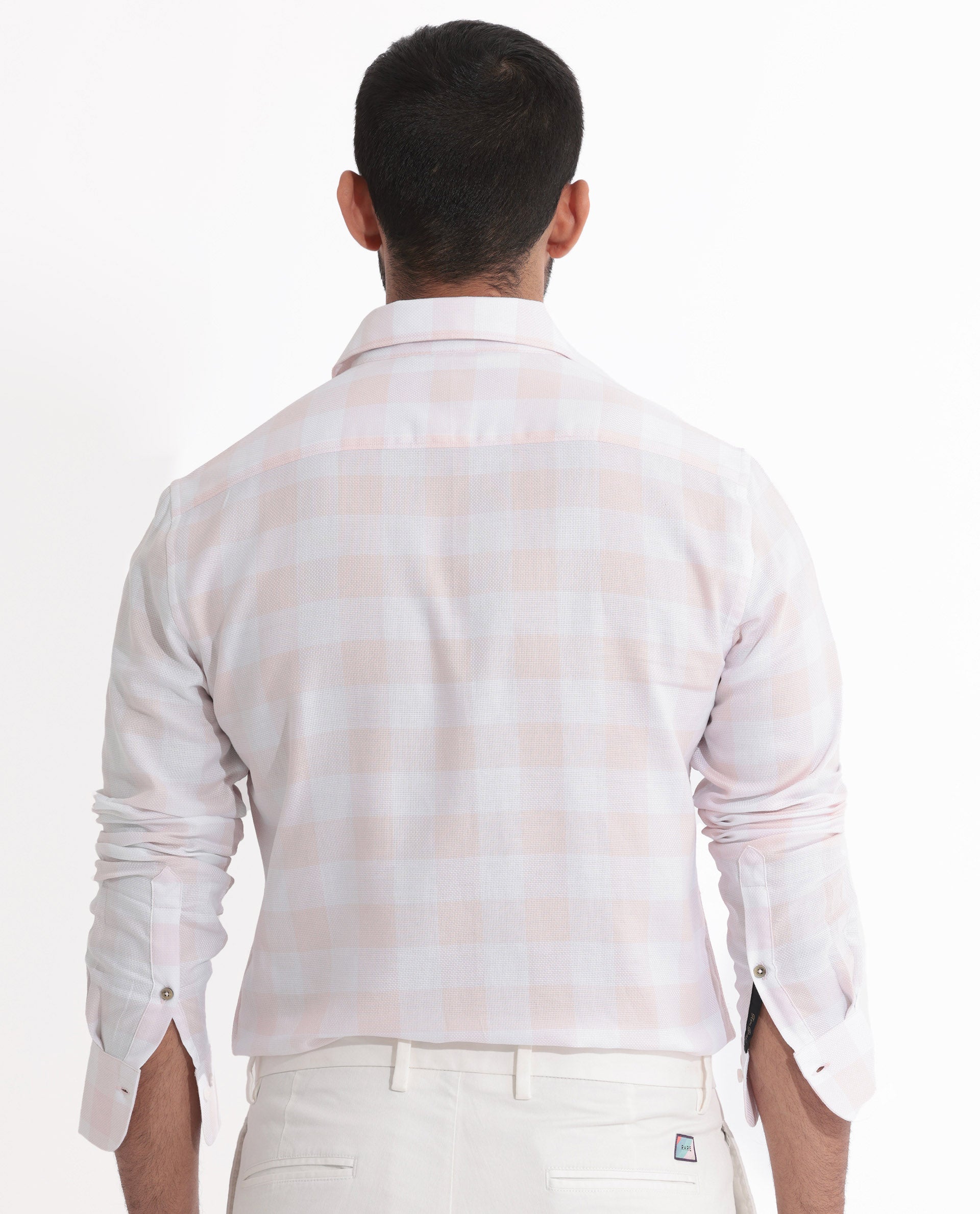 Rare Rabbit Men's Munich Pink Cotton Fabric Full Sleeves Checks Shirt