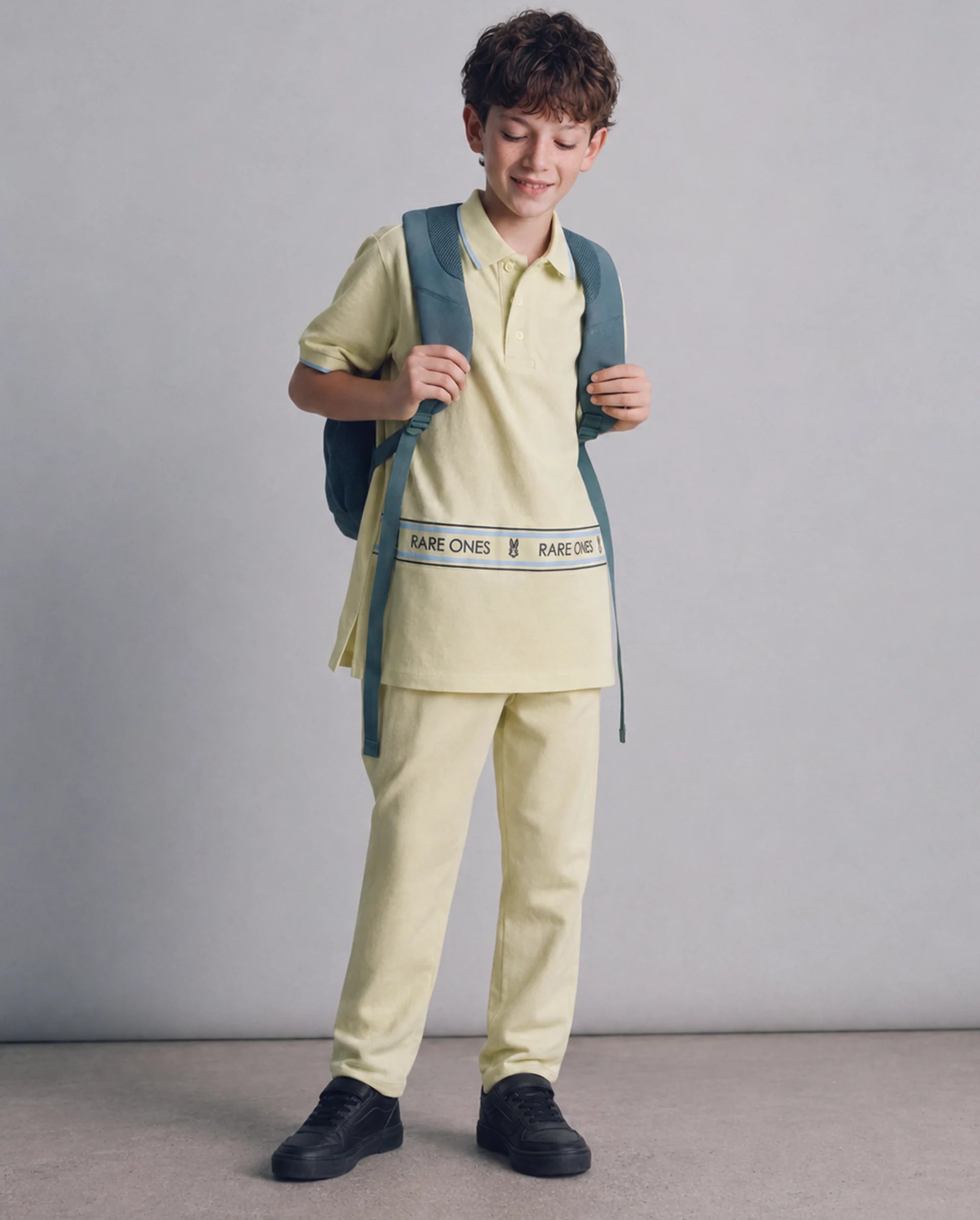 Rare Ones Kids Nael Fluorescent Yellow Cotton Button Closure Hd Print Regular Fit Polo