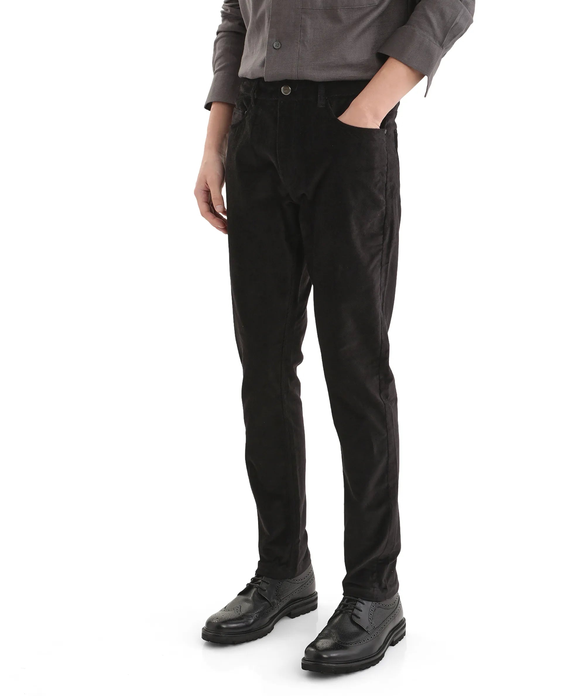 Rare Rabbit Men Nahor Black Cotton Blend Fabric Button Closure Regular Fit Plain Trouser