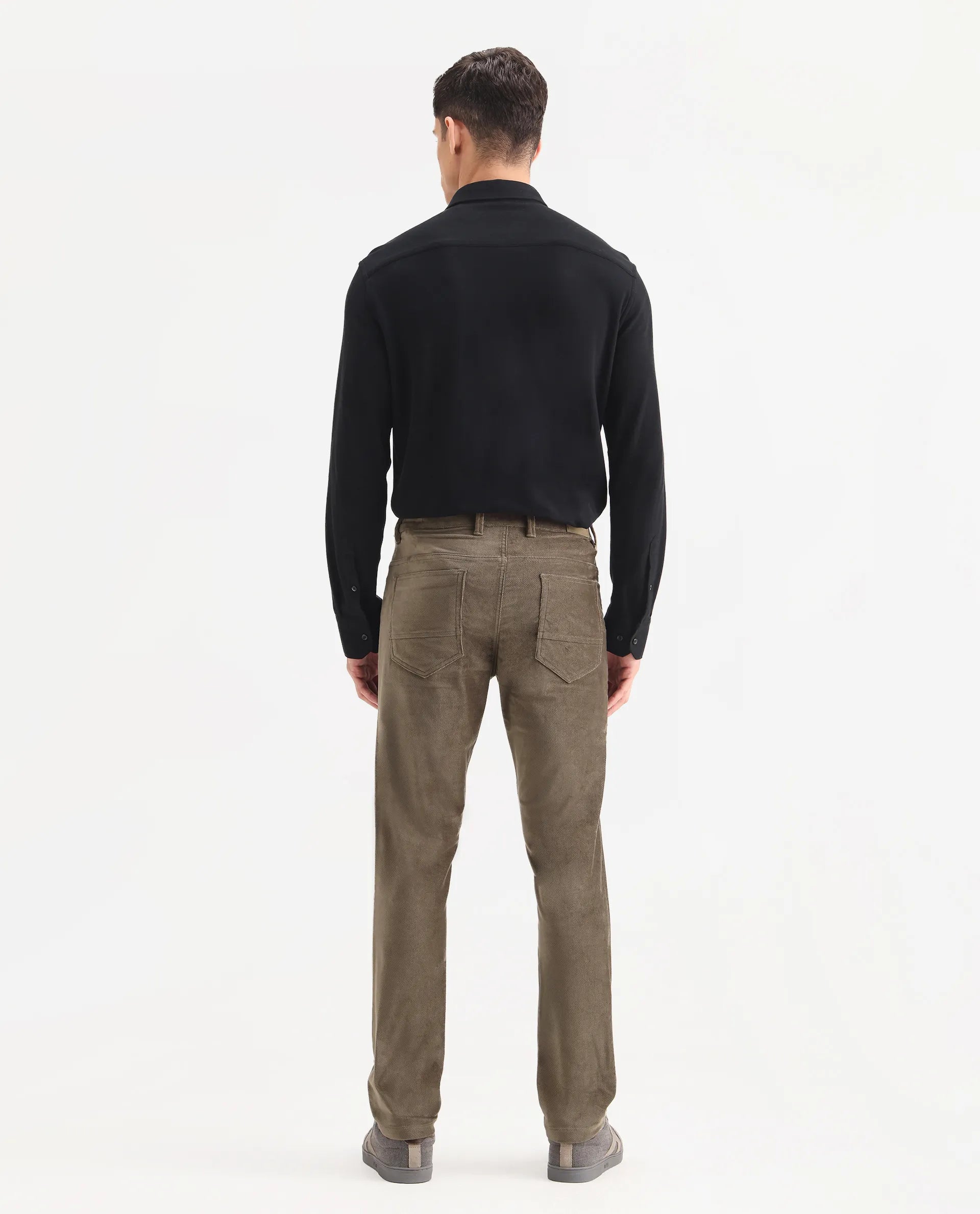 Rare Rabbit Men's Nahor Brown Cotton Plain Regular Fit Trouser