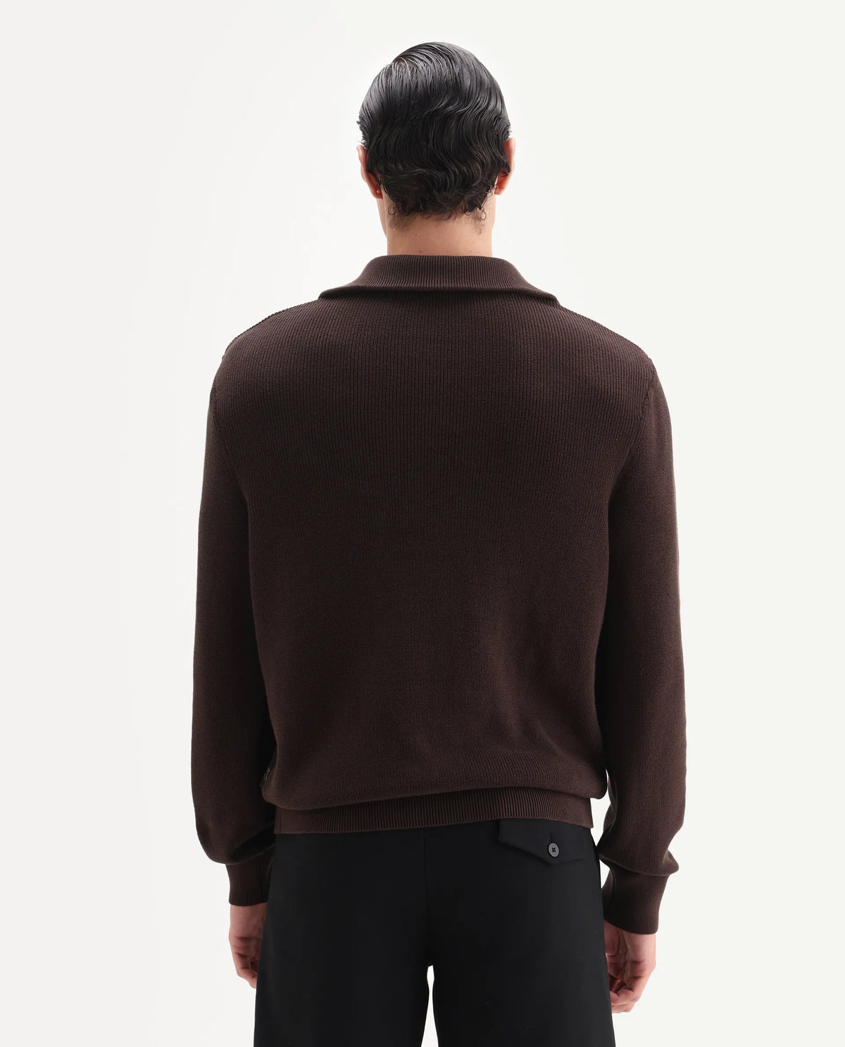 Rare Rabbit Men's Naro Dark Brown Polyester Fabric Full Sleeve High Neck Plain Sweater