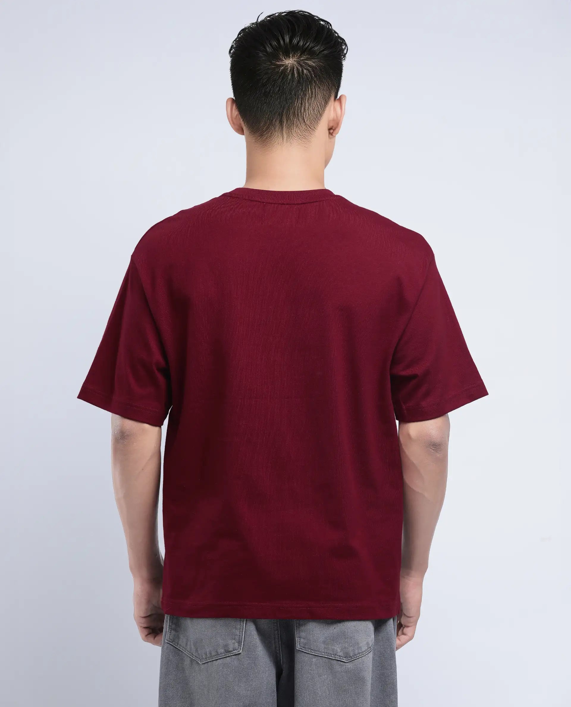 Rare Rabbit Men's Nas Red Cotton Graphic Print Oversized Fit Half Sleeve Crew Neck T-Shirt