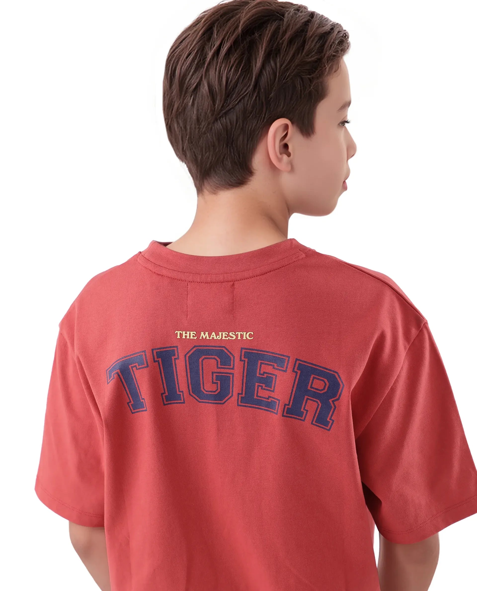 Rare Ones Kids Nate-T Dusky Red Cotton Printed Slip-On Oversized Fit T-Shirt