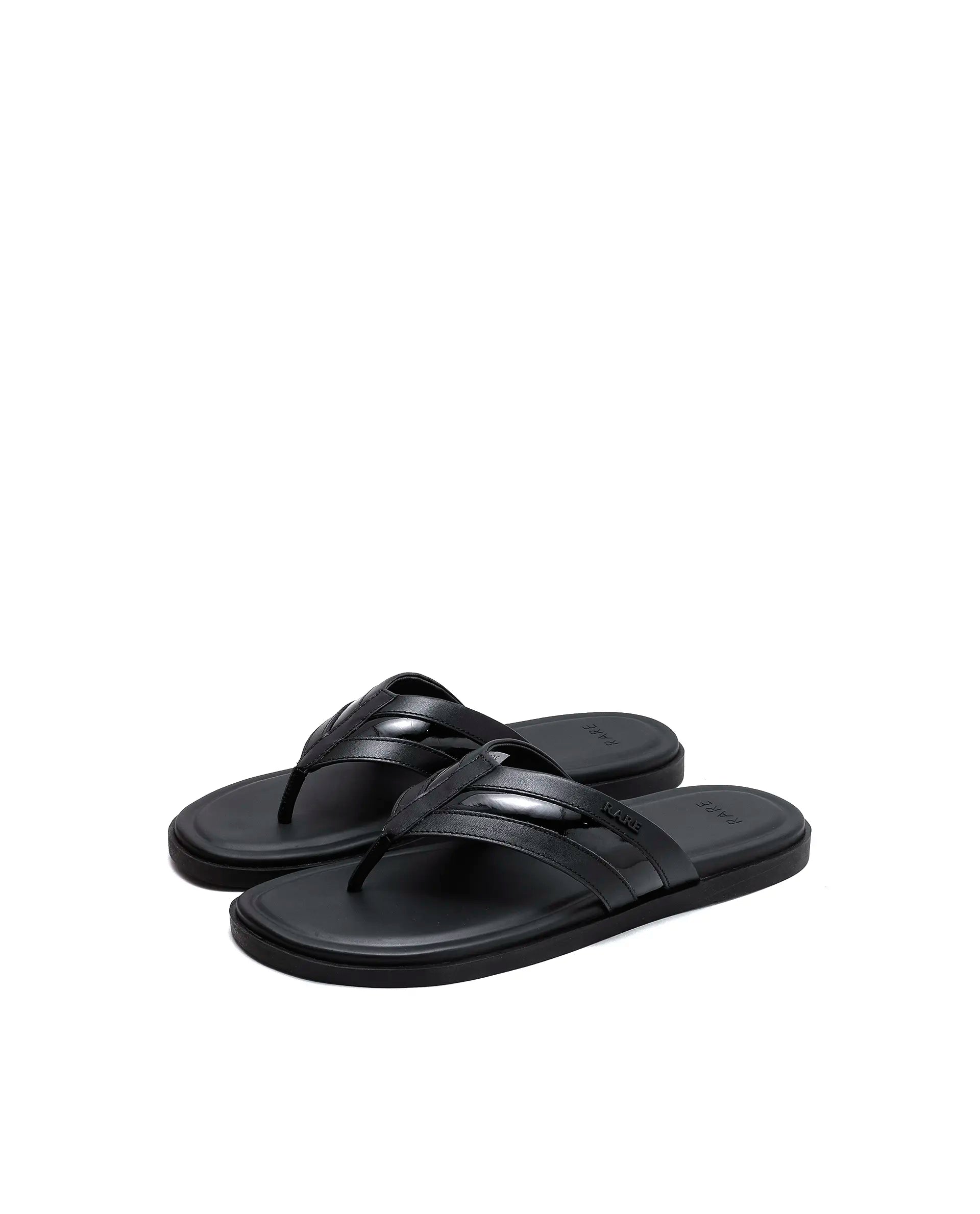 Rarez Men's Nate Black Leather Regular Sandal