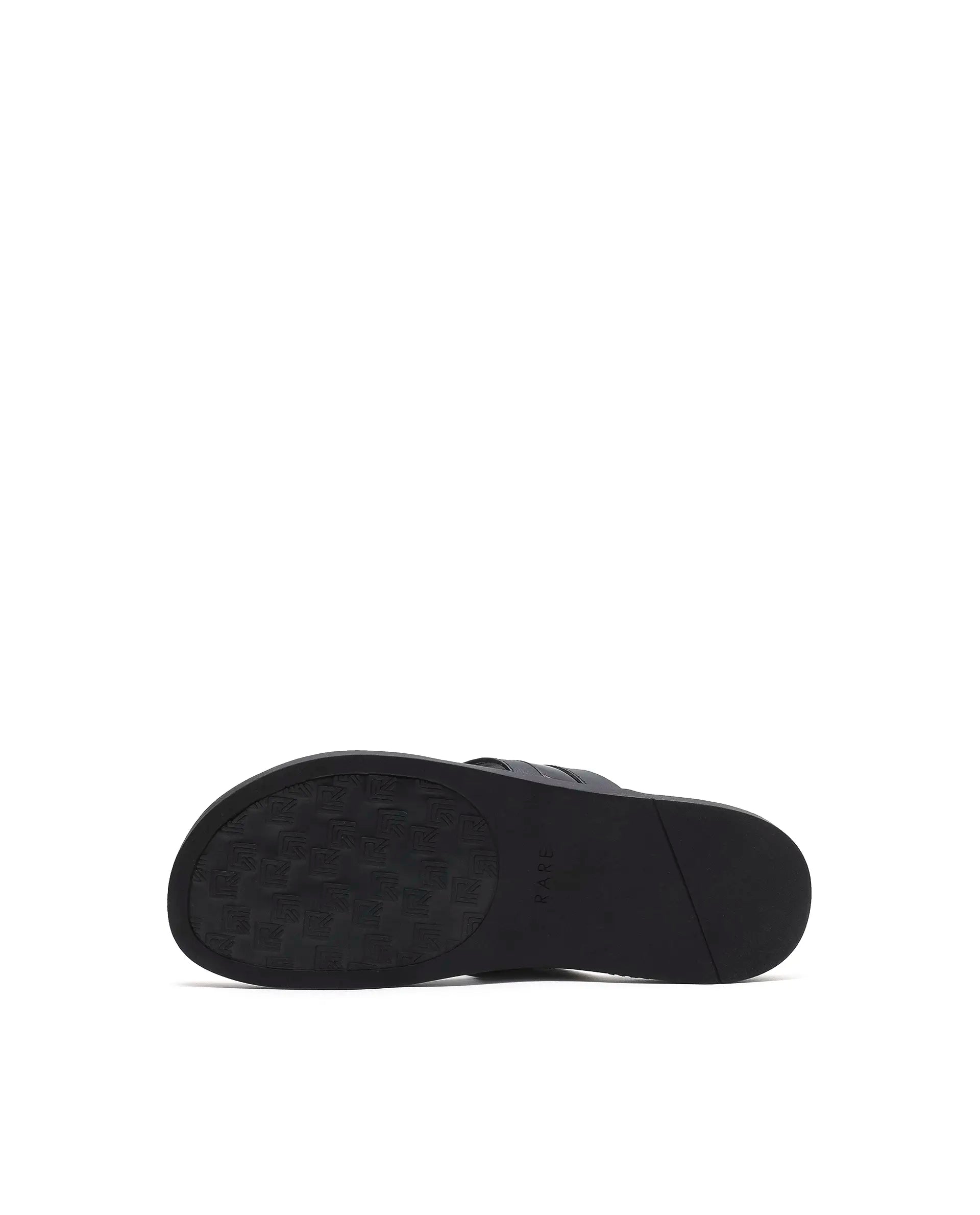 Rarez Men's Nate Black Leather Regular Sandal