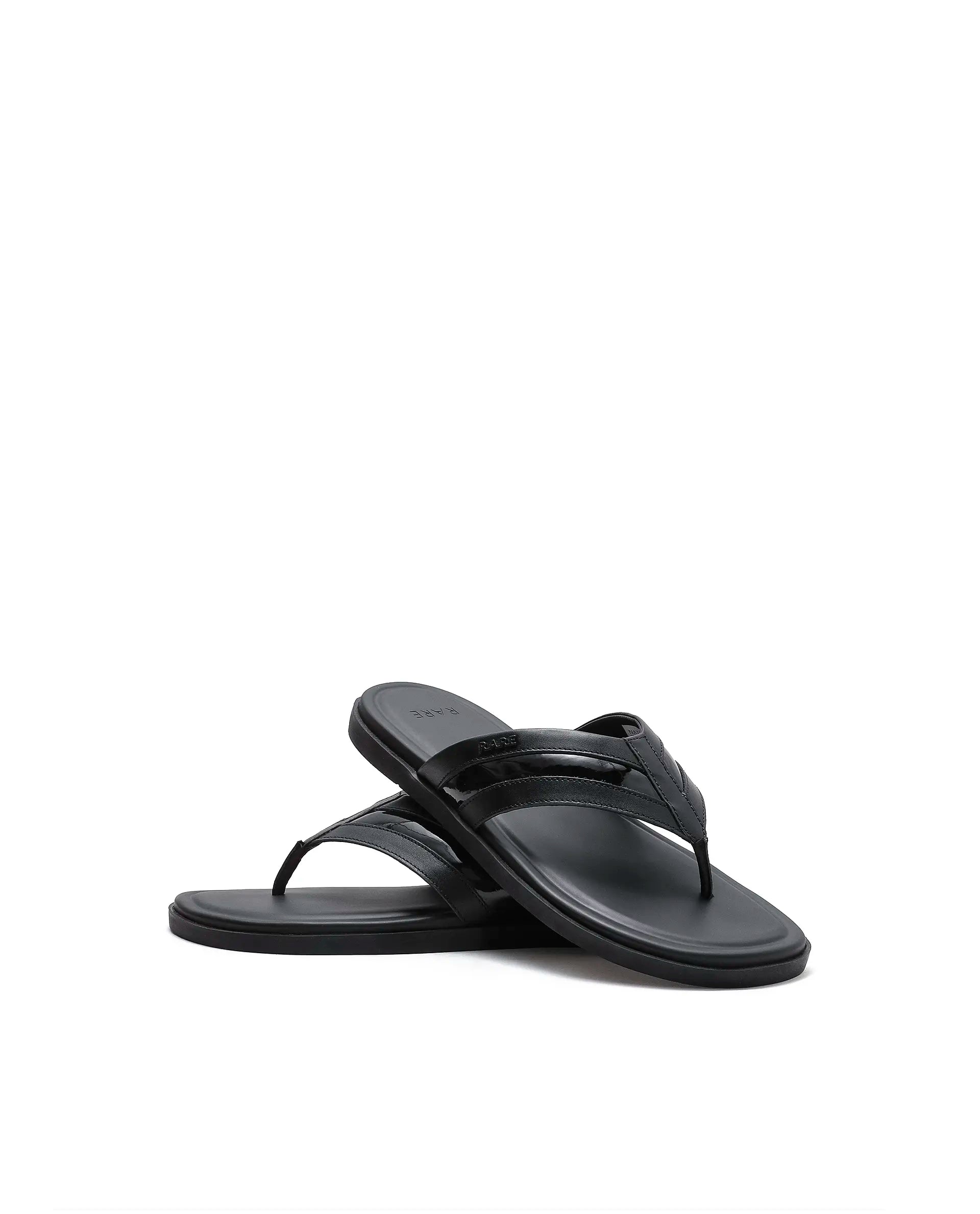 Rarez Men's Nate Black Leather Regular Sandal
