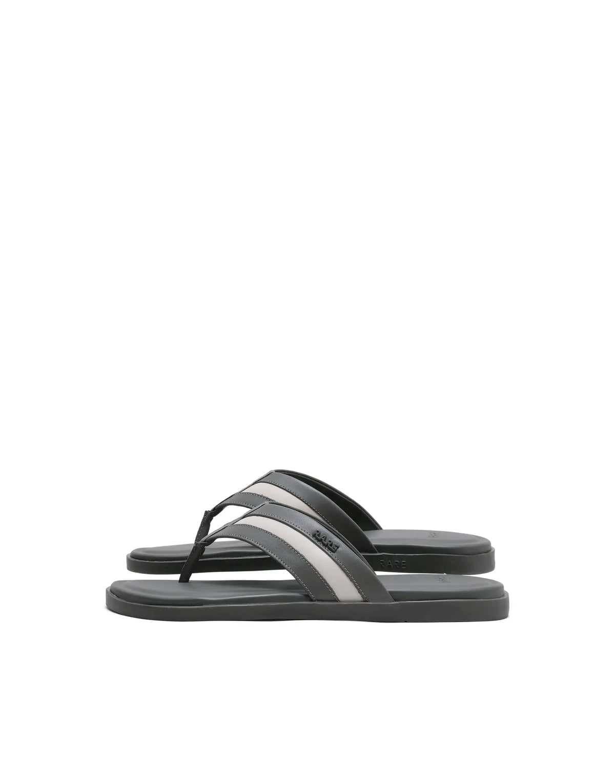 Rarez Men's Nate Olive/Ecru Leather Regular Sandal