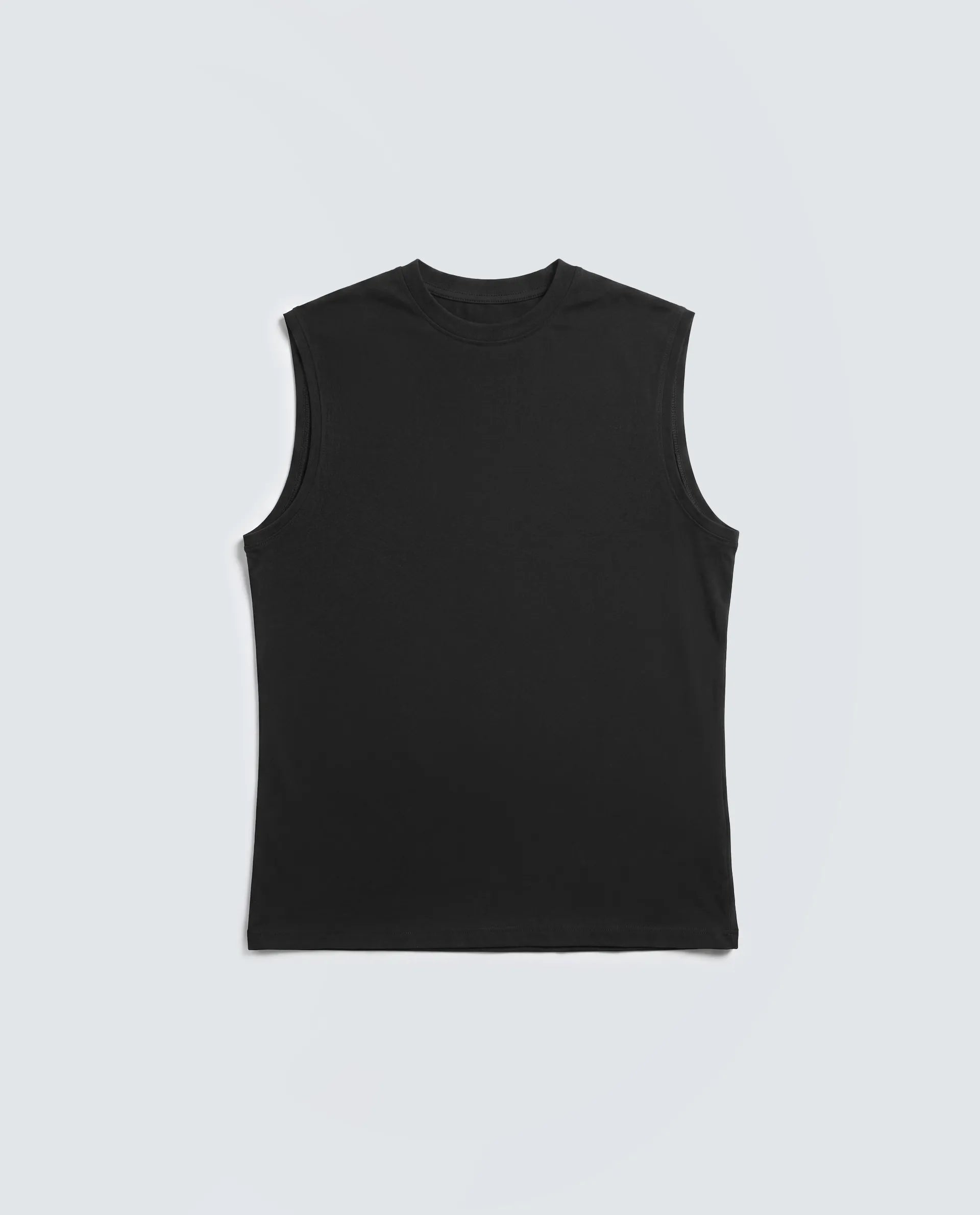 Rare Rabbit Men's Nats Black Cotton Lycra Fabric Regular Fit Plain Stretchable Sleeveless Vest