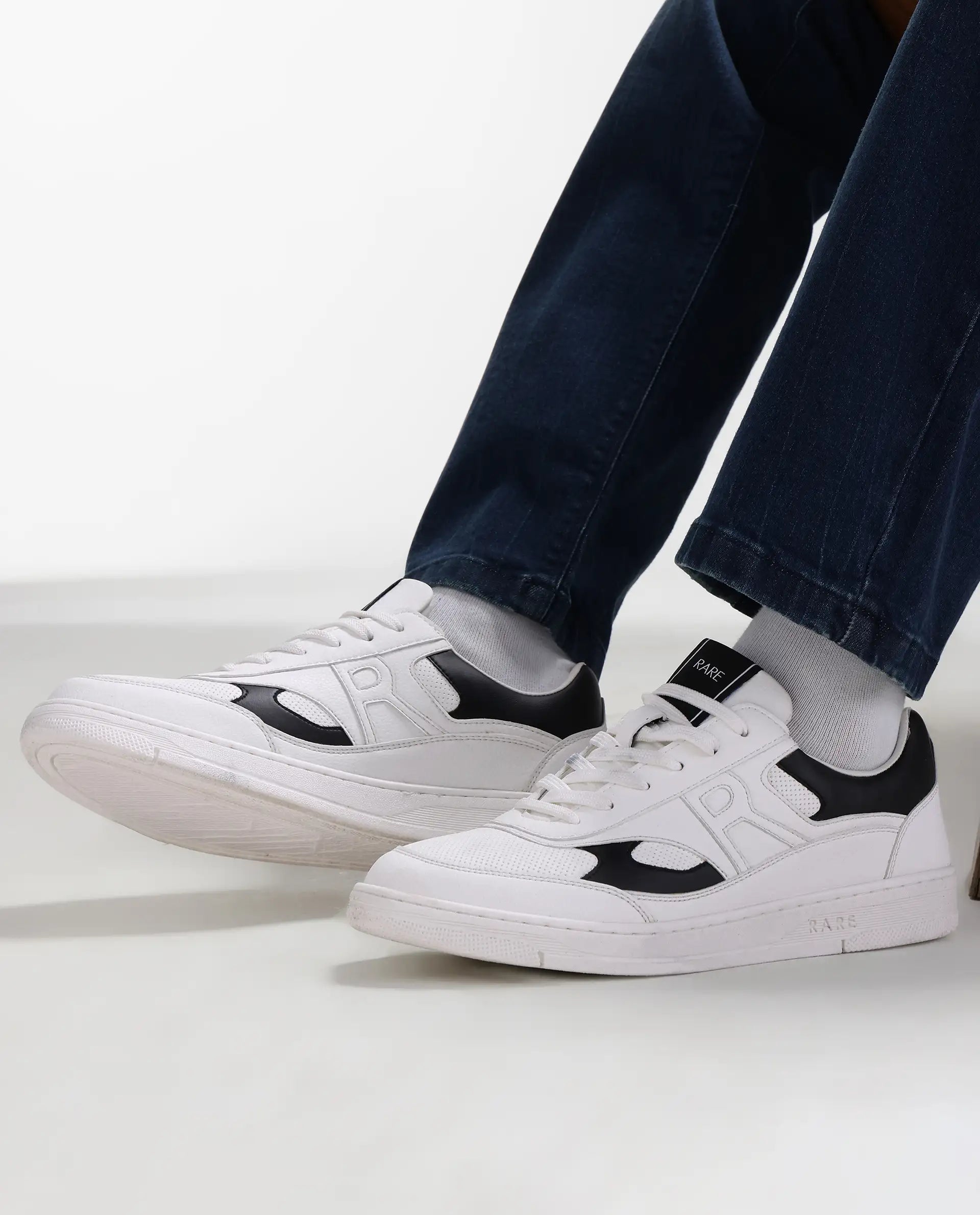 Rarez Men's Navo White/Black Micro Fiber Sneaker