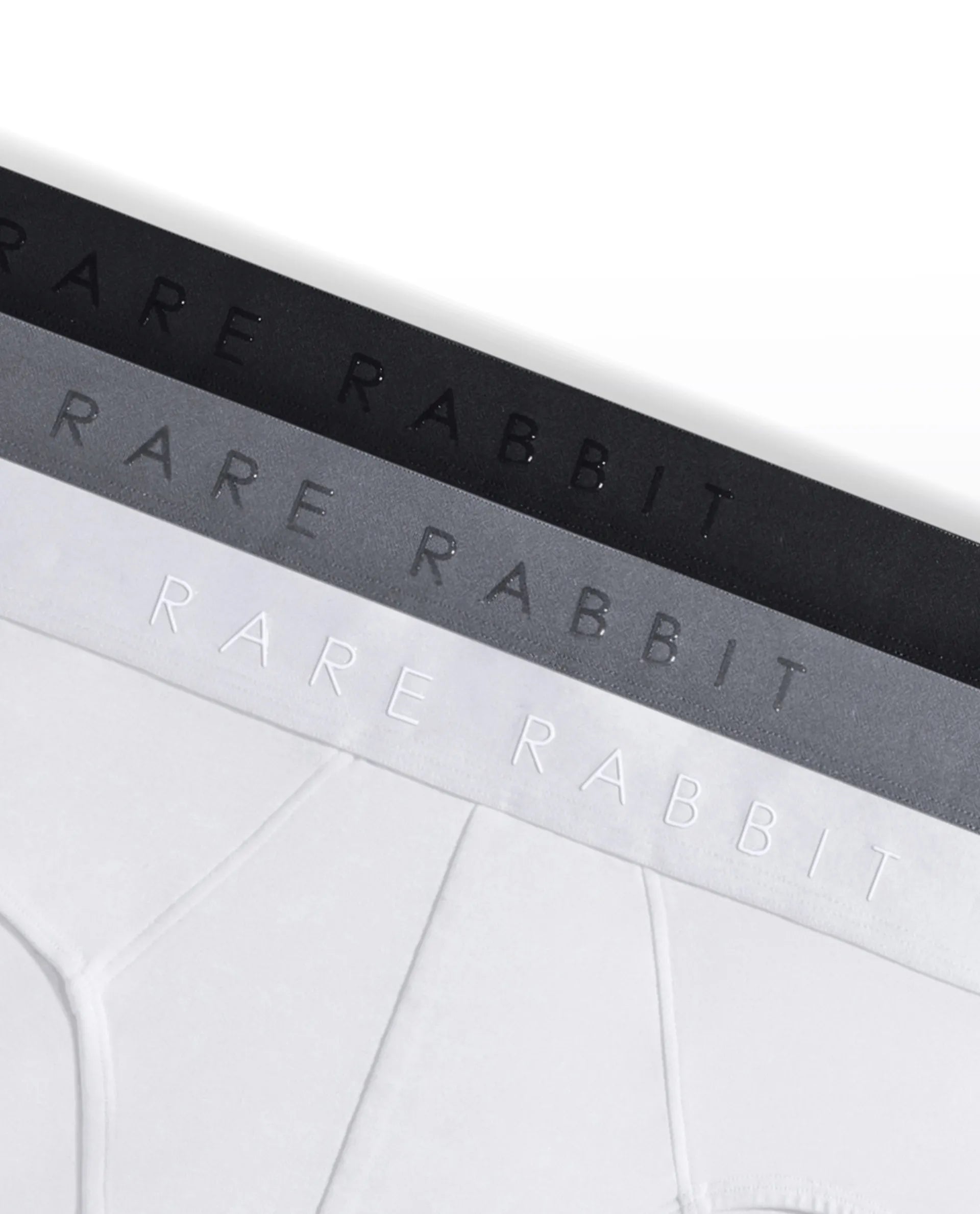 Rare Rabbit Men Near Black/White/Grey Soft Cotton Stretch Briefs (Pack Of 3)