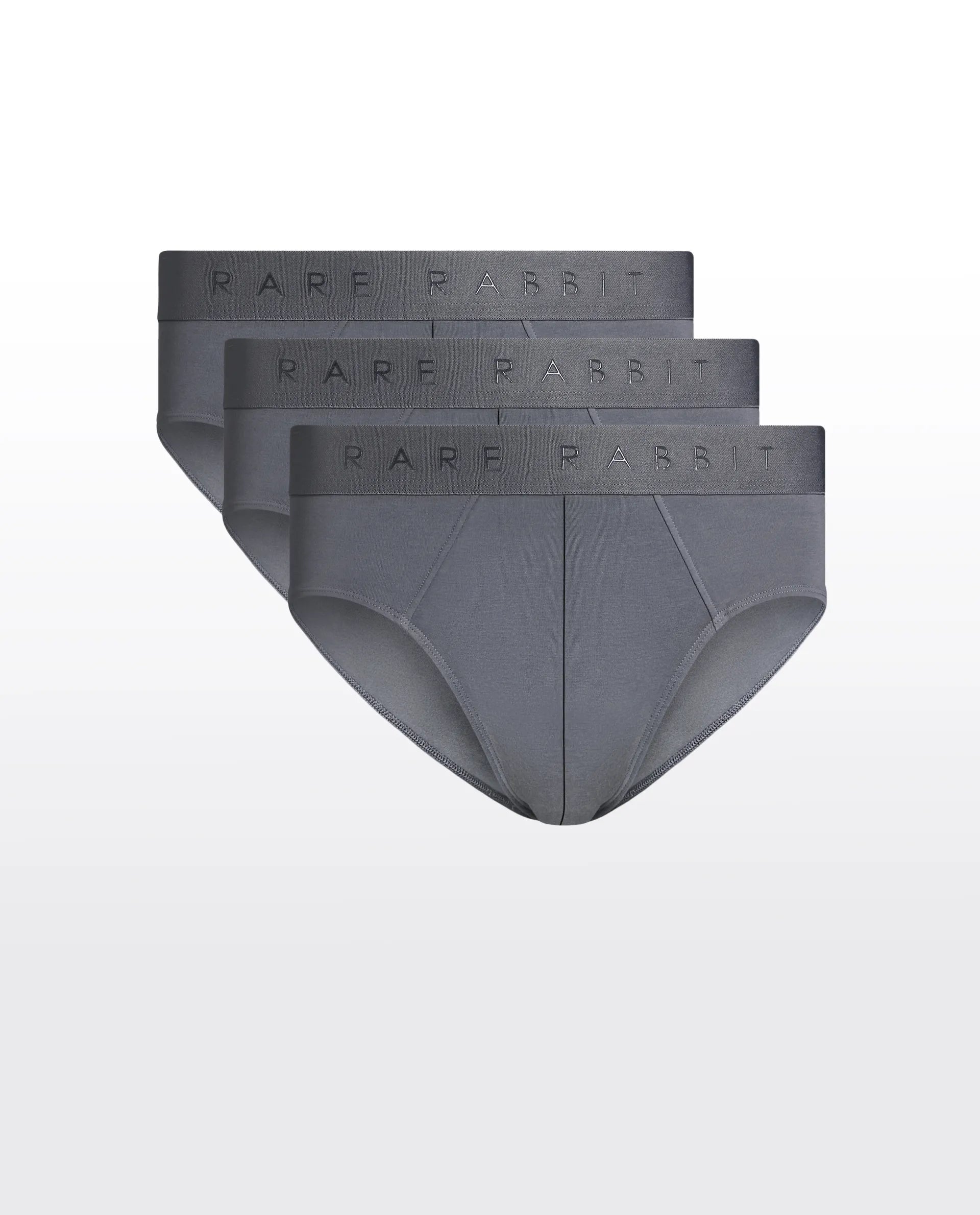 Rare Rabbit Men Near Grey Soft Cotton Stretch Briefs (Pack Of 3)