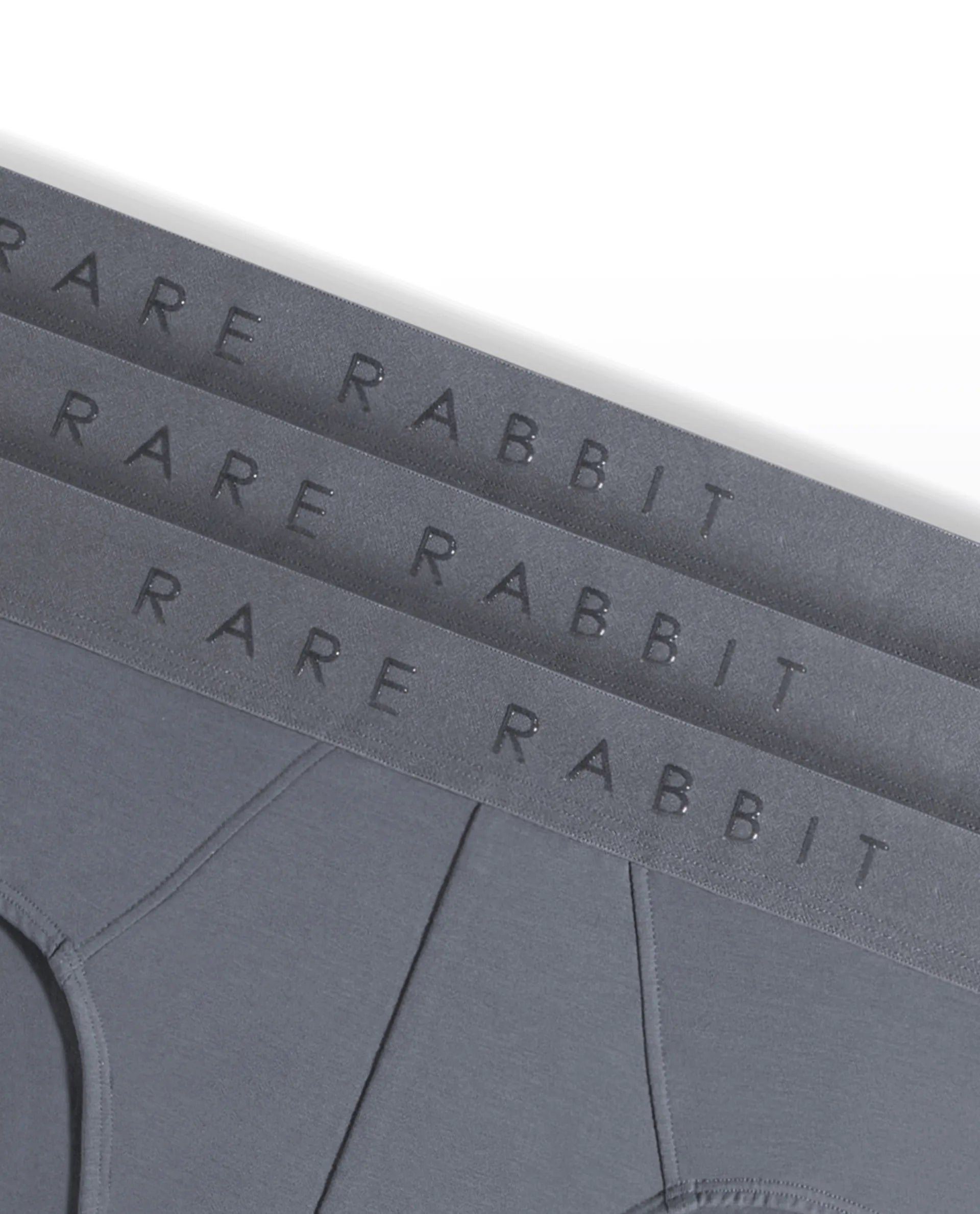 Rare Rabbit Men Near Grey Soft Cotton Stretch Briefs (Pack Of 3)