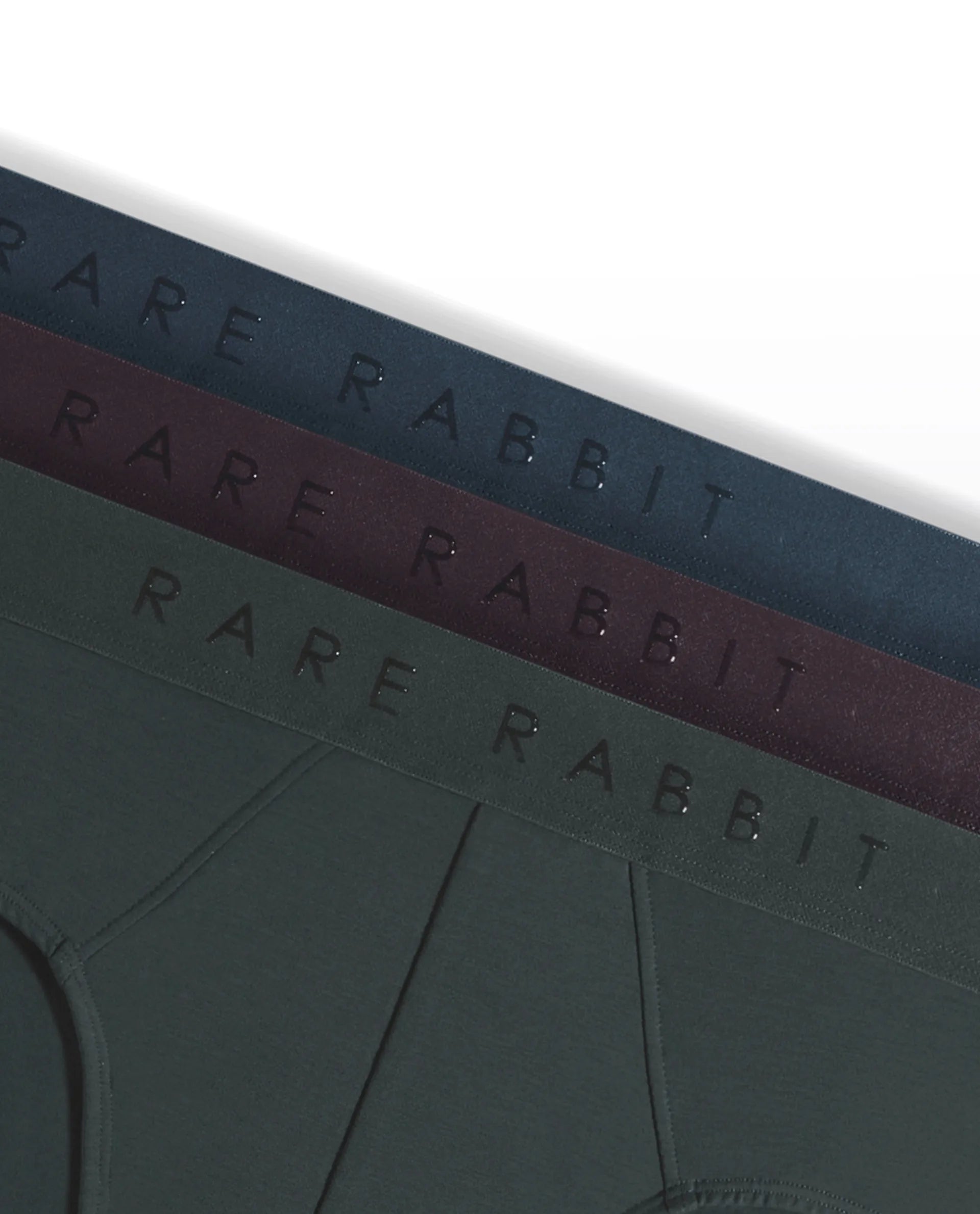 Rare Rabbit Men Near Olive/Prune/Teal Soft Cotton Stretch Briefs (Pack Of 3)