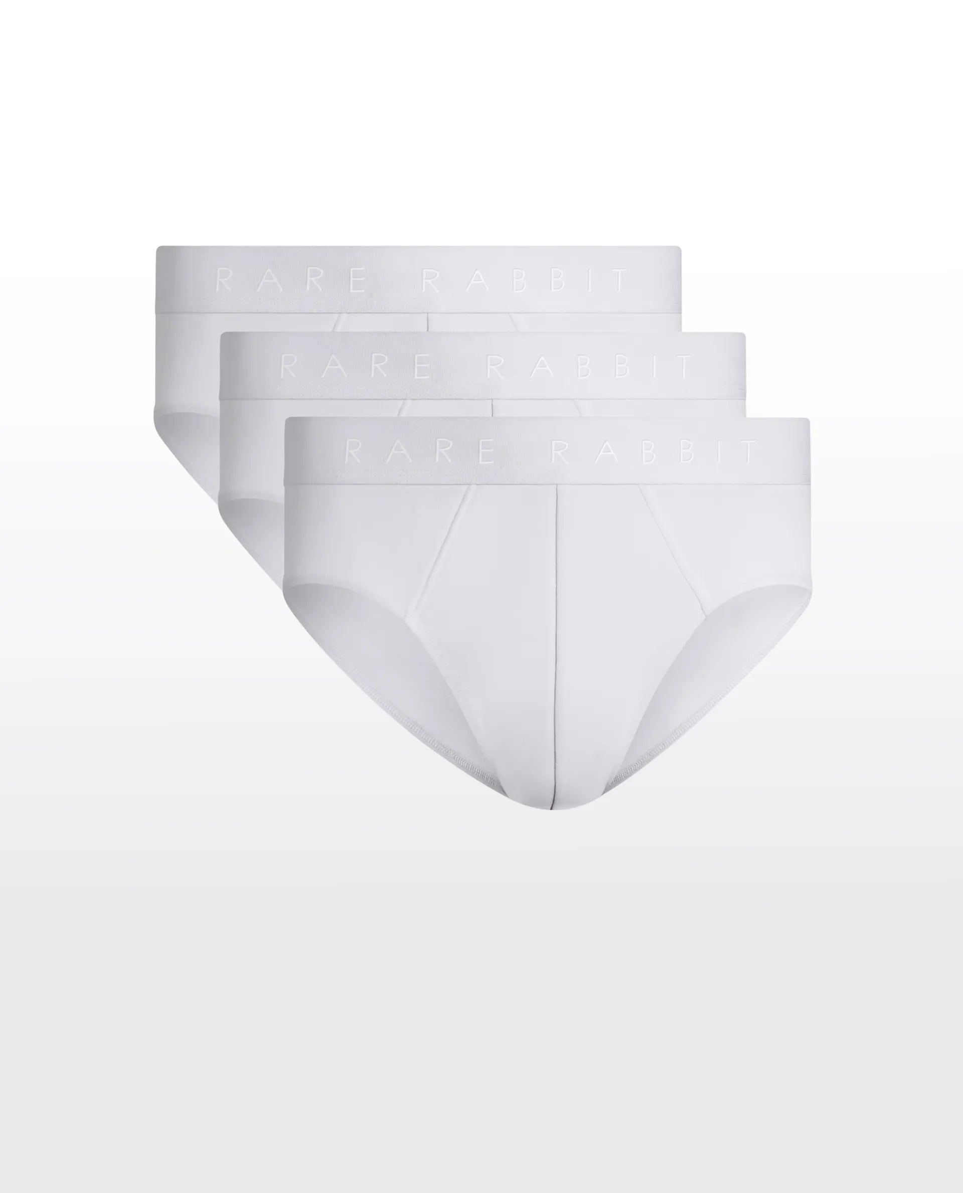 Rare Rabbit Men Near White Soft Cotton Stretch Briefs (Pack Of 3)