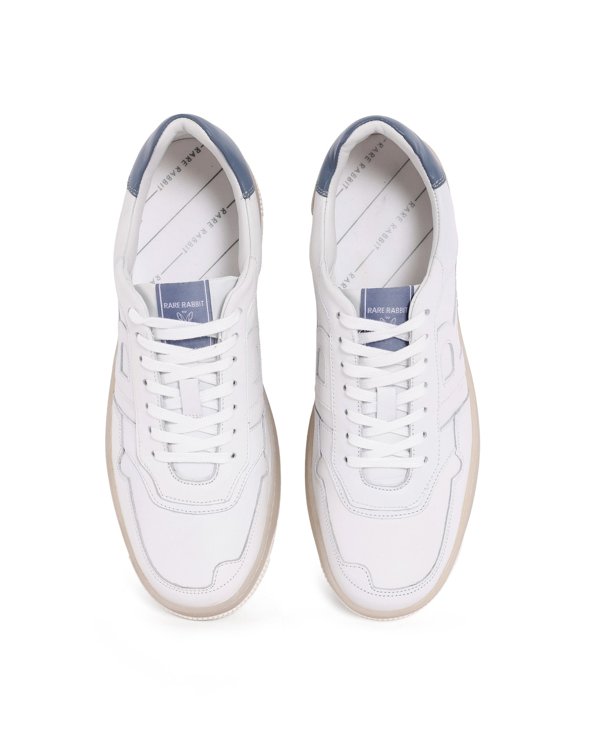 Rare Rabbit Men's Nebula White Leather Monotone Low-Top Lace-Up Sneaker Shoes