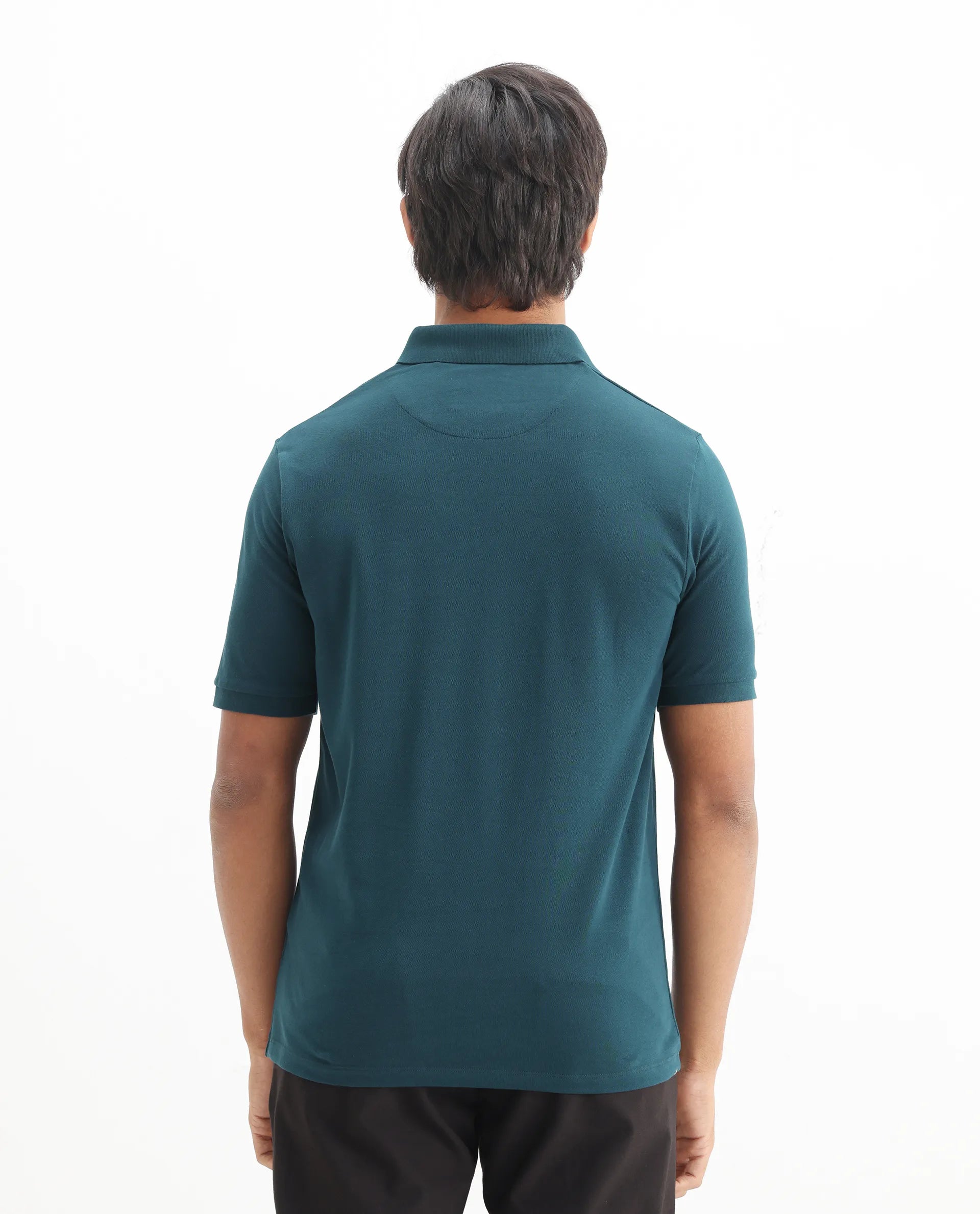 Rare Rabbit Men's Cotton Blend Plain Regular Fit Half Sleeve Polo