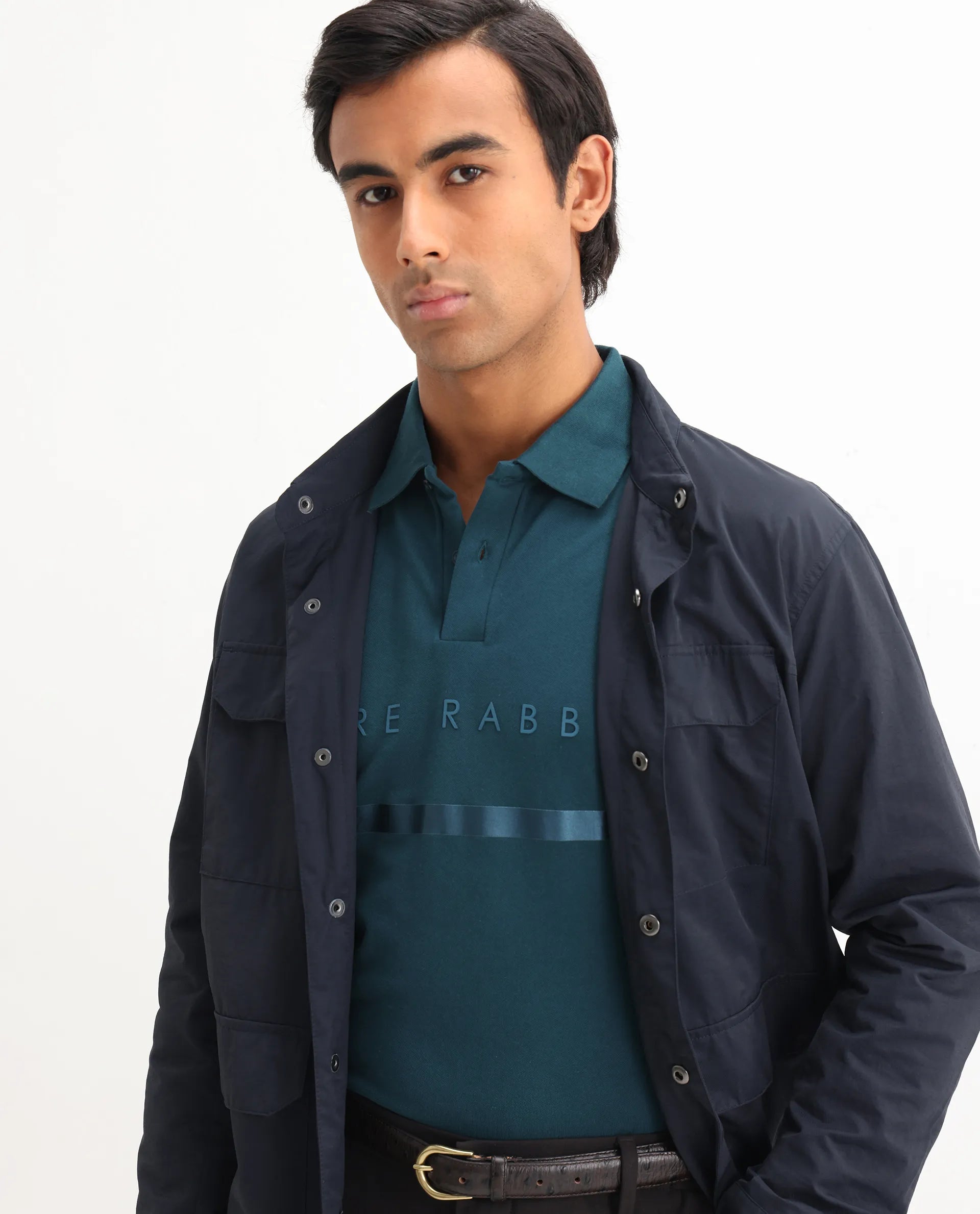 Rare Rabbit Men's Cotton Blend Plain Regular Fit Half Sleeve Polo