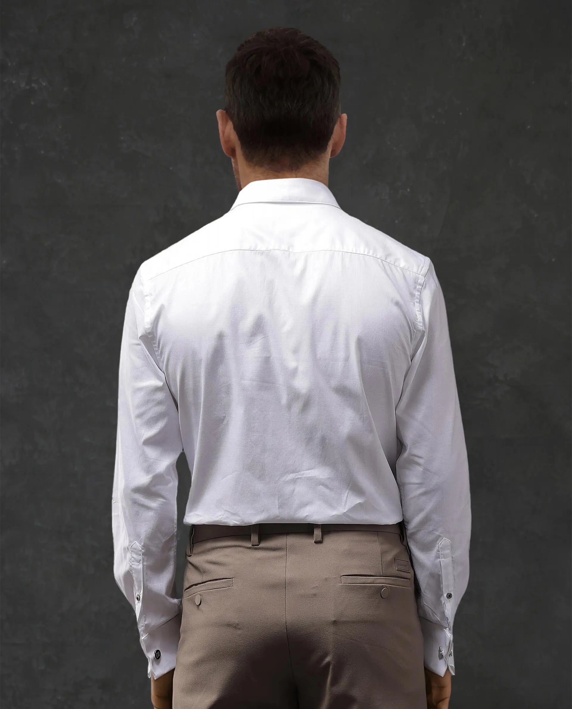 Rare Rabbit Men Nello White Cotton Fabric Full Sleeve Cufflinked Regular Fit Premium Business Solid Shirt