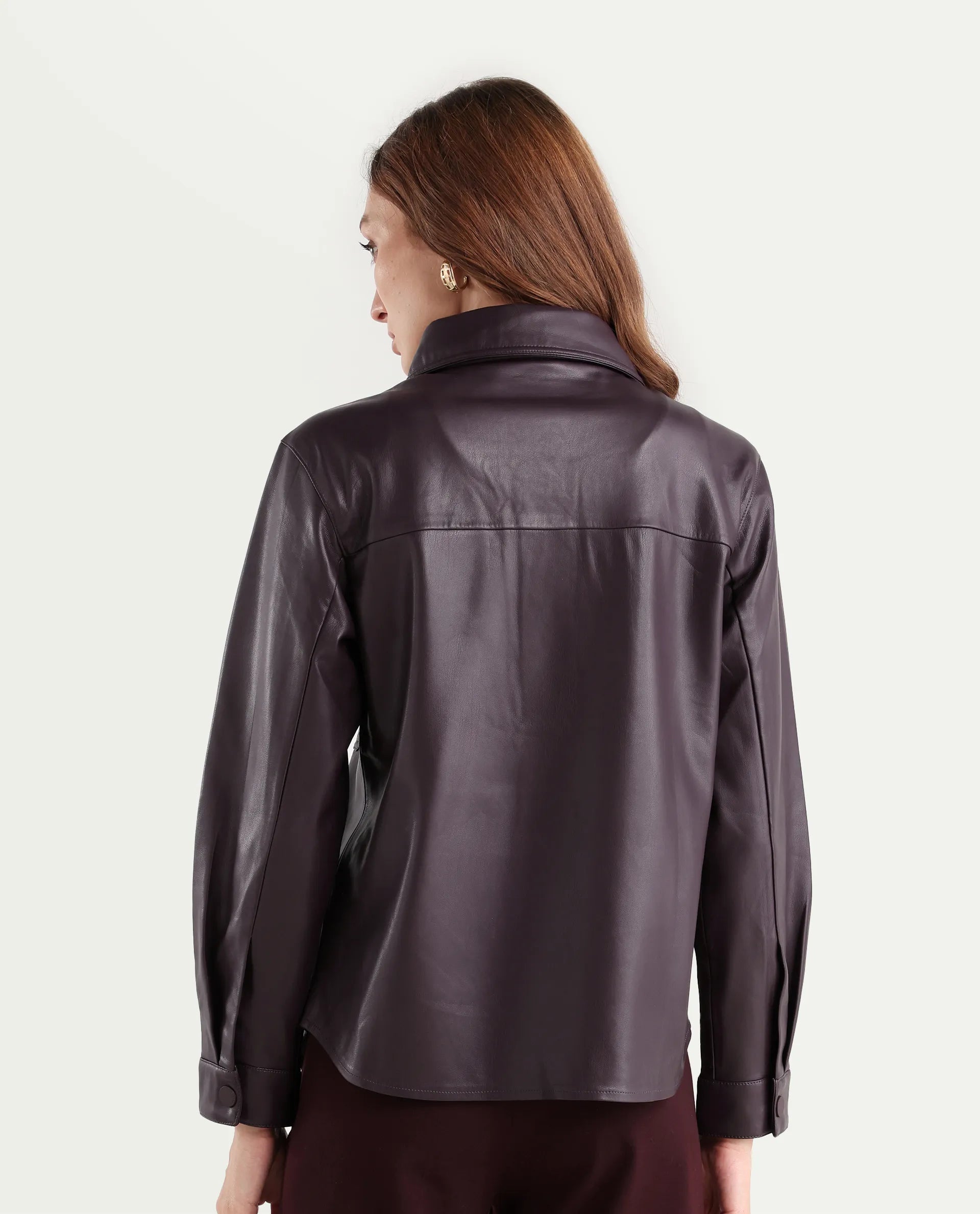 Rareism Women's Nemer Maroon Polyester Spread Collar Plain Cuffed Sleeve Boxy Fit Jacket